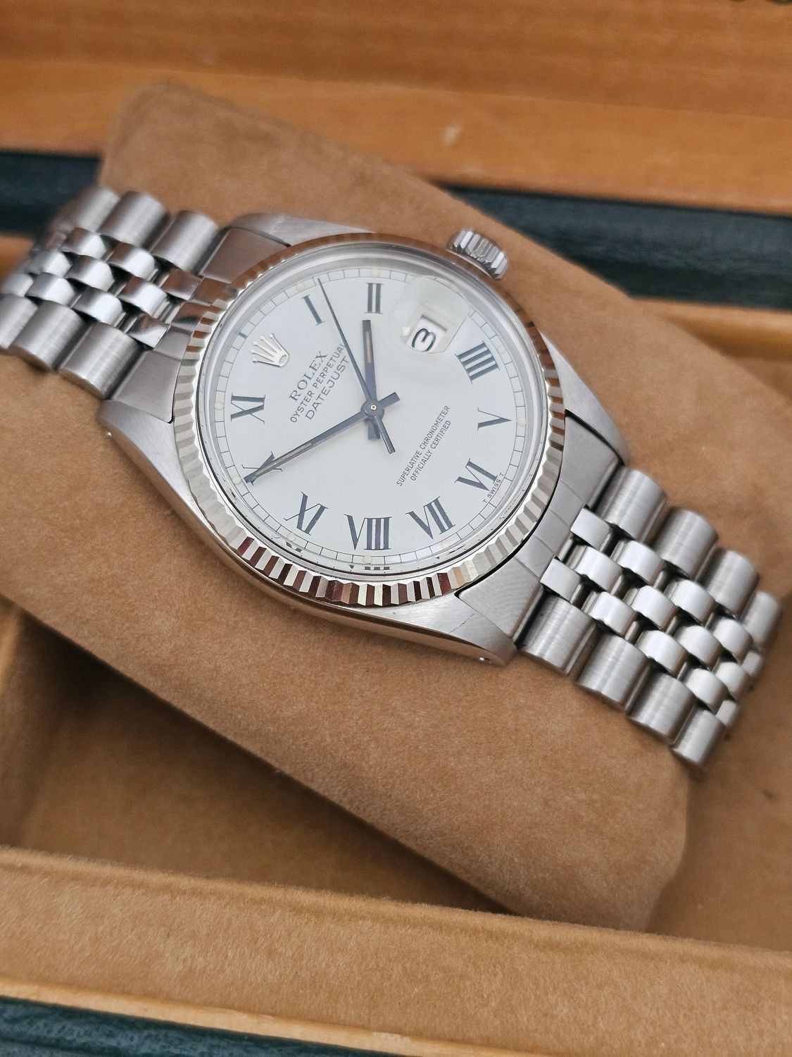 Rolex Datejust Rare Buckley White Dial Watch, Ref 16014 Excellent Condition