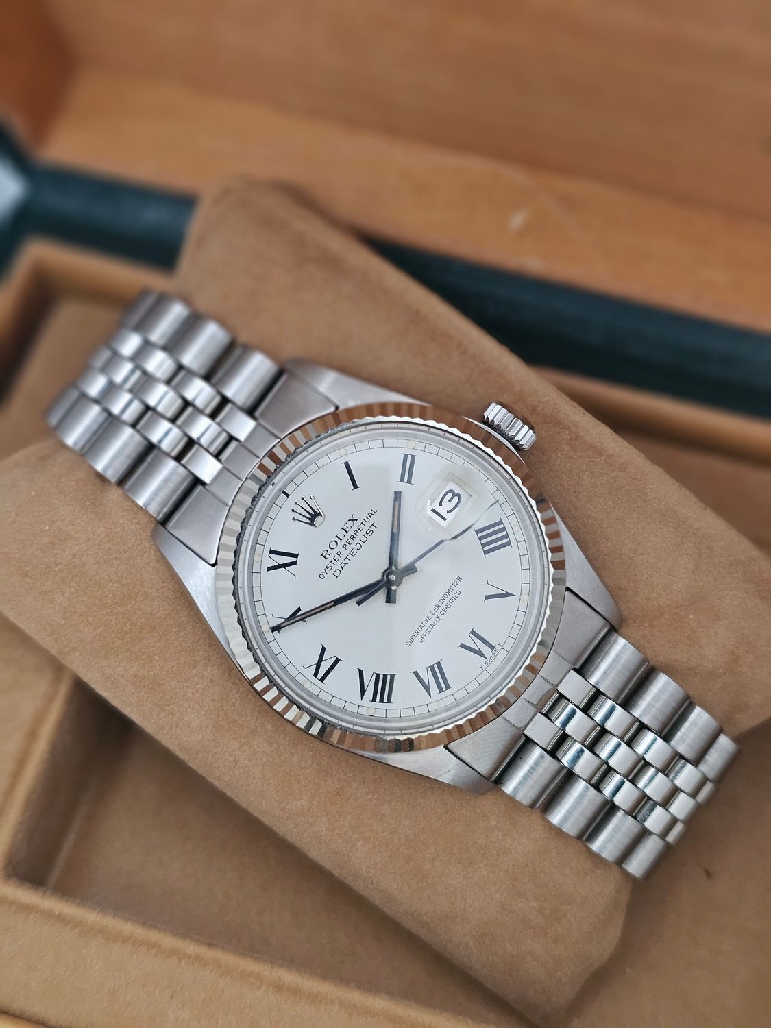Rolex Datejust Rare Buckley White Dial Watch, Ref 16014 Excellent Condition