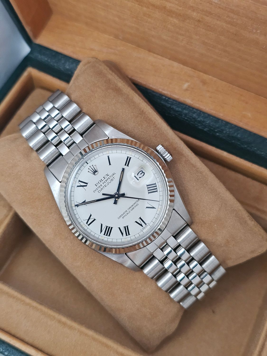 Rolex Datejust Rare Buckley White Dial Watch, Ref 16014 Excellent Condition