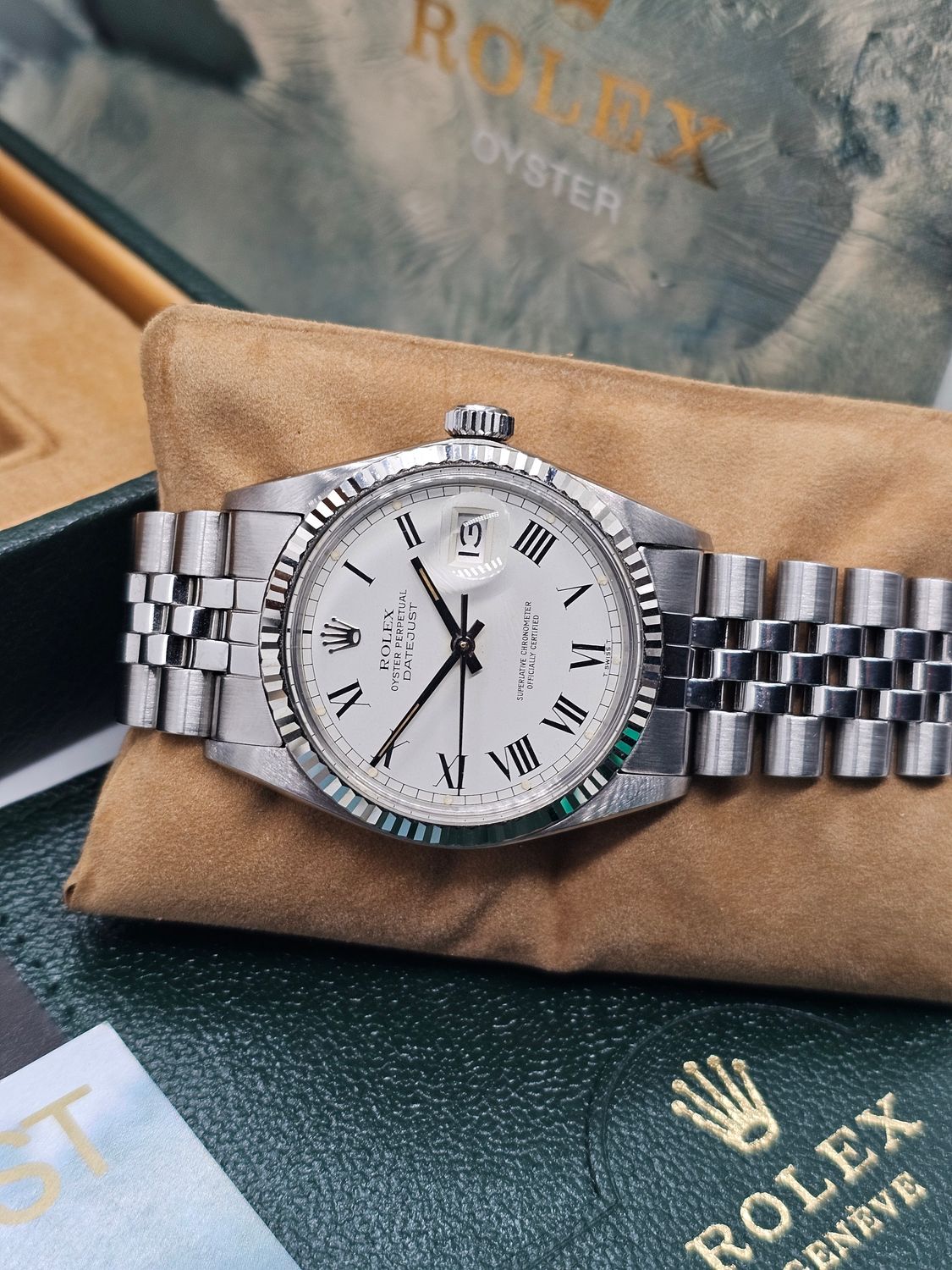 Rolex Datejust Rare Buckley White Dial Watch, Ref 16014 Excellent Condition