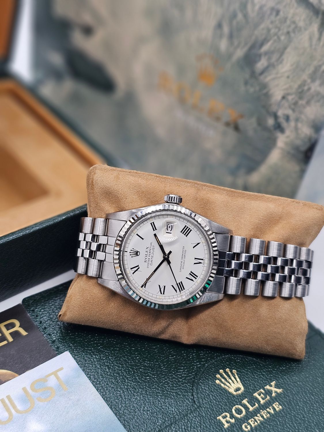 Rolex Datejust Rare Buckley White Dial Watch, Ref 16014 Excellent Condition