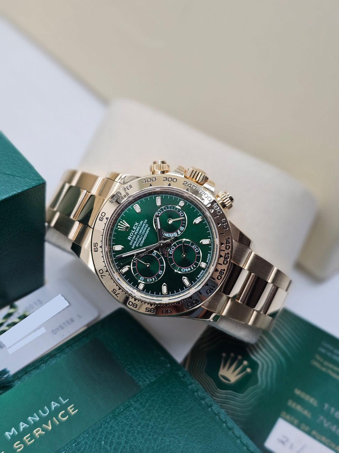 Rolex Cosmograph Daytona Watch Ref 116508 Full Set 2022 Green Dial John Mayer