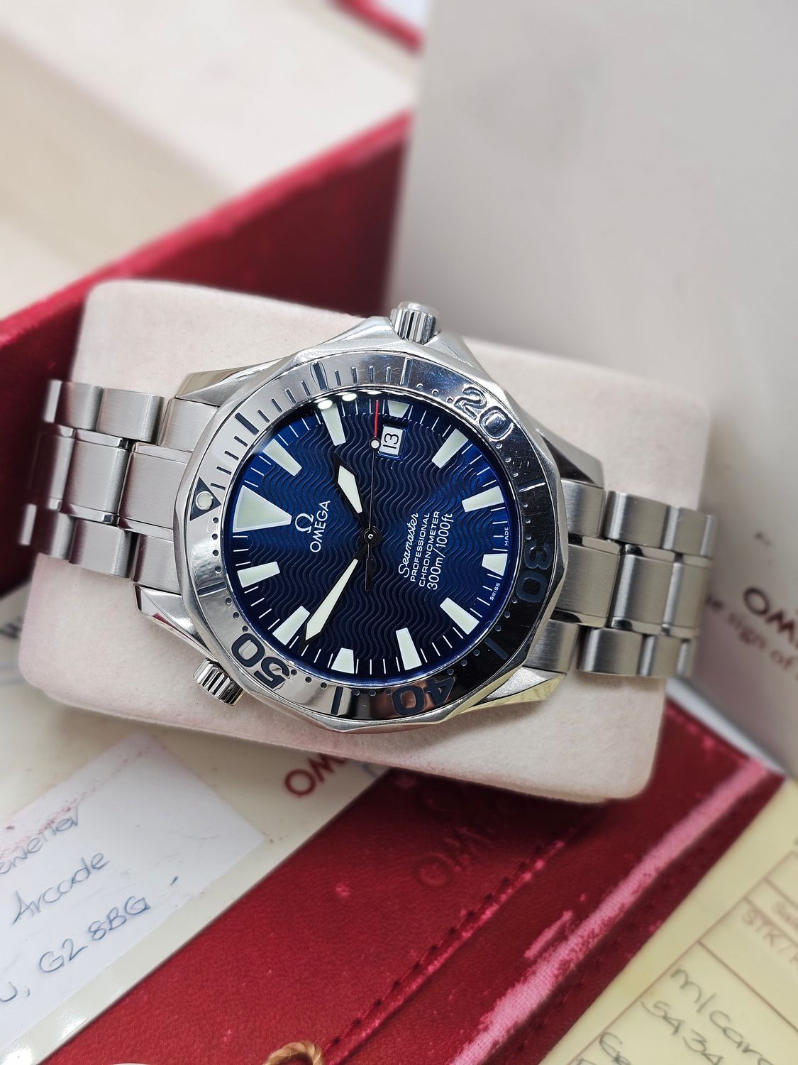 OMEGA Seamaster 300 Pro Blue Men&#39;s Watch - 2255.80.00, 2001 Full Set, Original Purchase Receipt