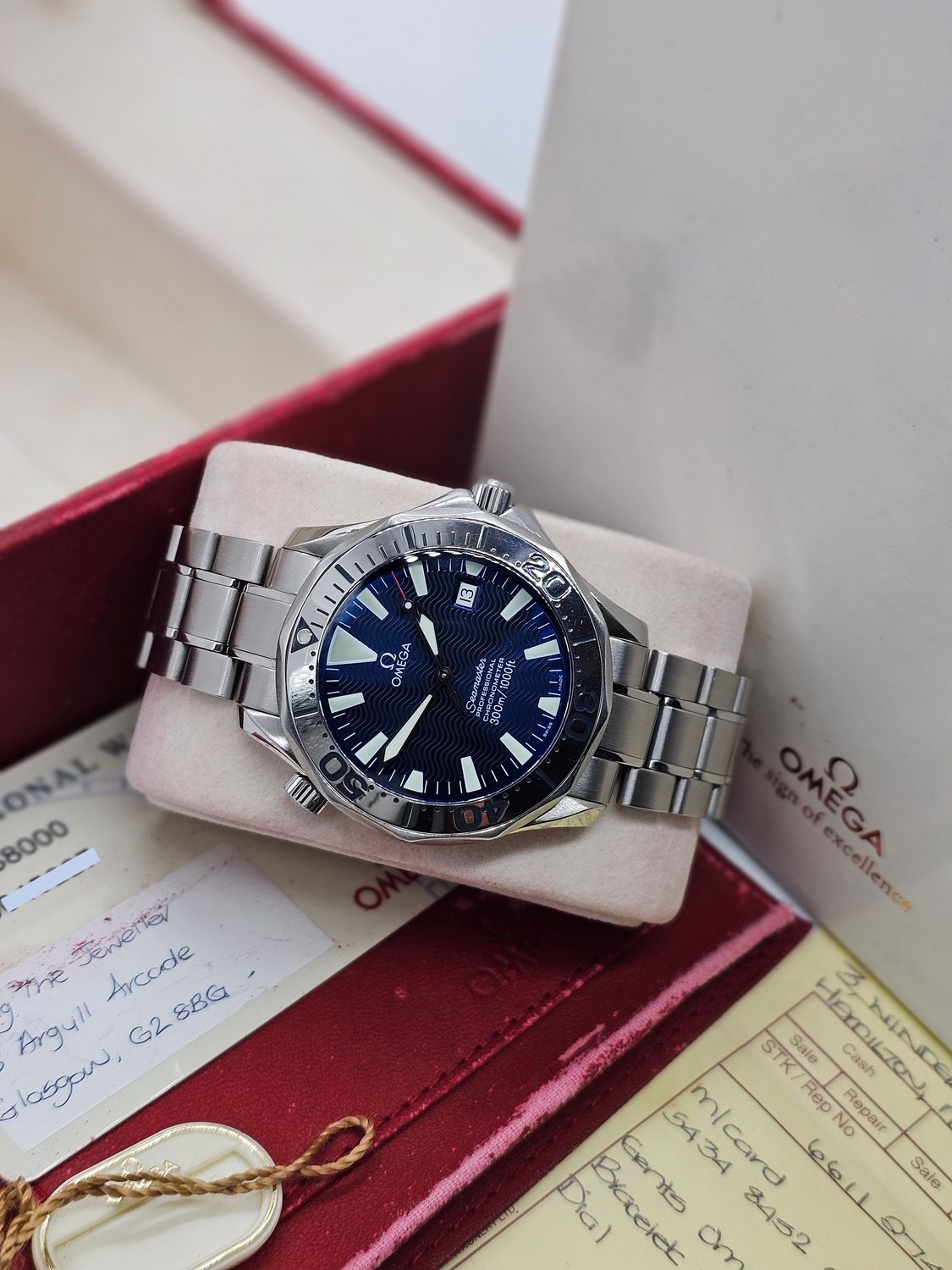 OMEGA Seamaster 300 Pro Blue Men&#39;s Watch - 2255.80.00, 2001 Full Set, Original Purchase Receipt