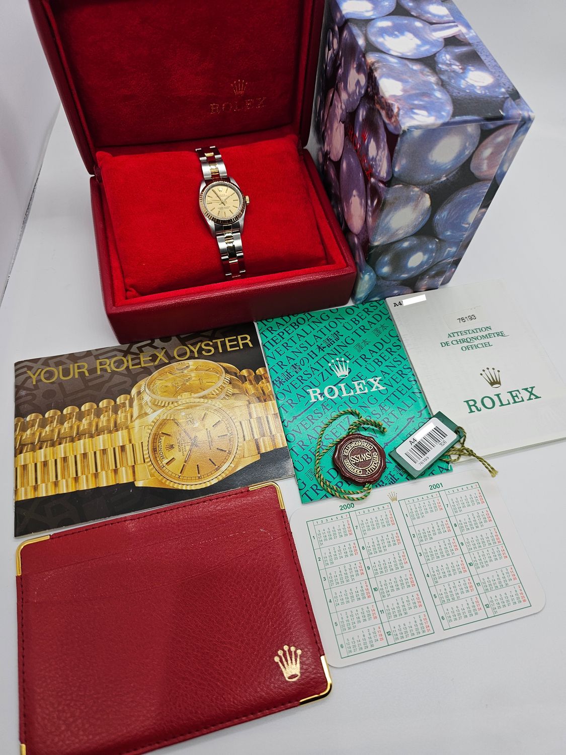 Rolex Oyster Perpetual 26mm Ref 76193, Champagne Dial 1999 Oyster Women&#39;s Watch, Full Set