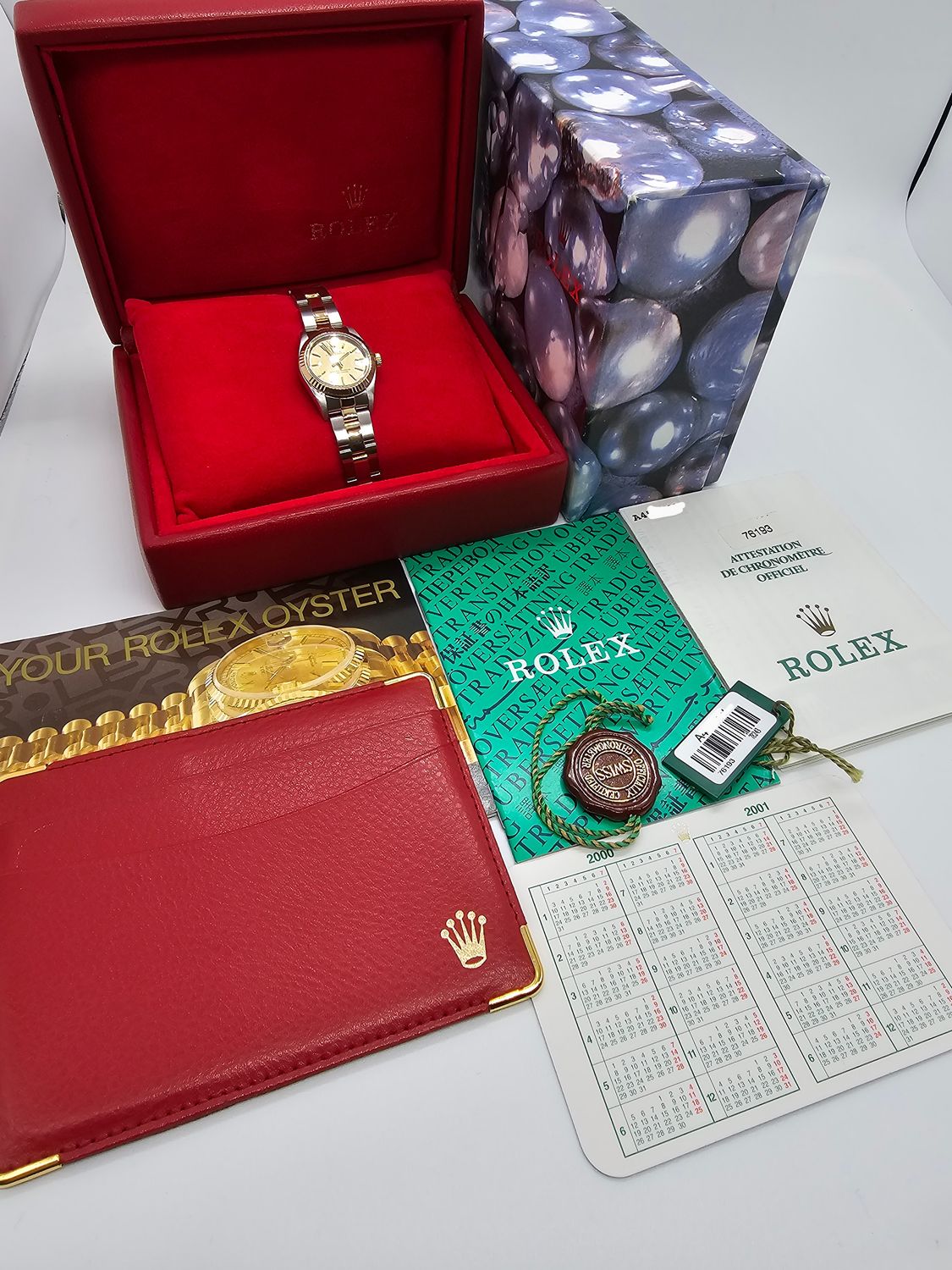 Rolex Oyster Perpetual 26mm Ref 76193, Champagne Dial 1999 Oyster Women&#39;s Watch, Full Set