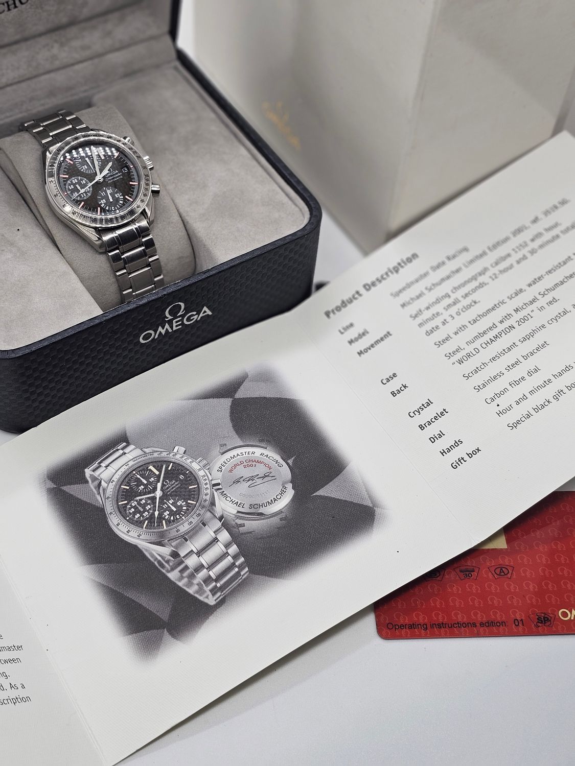 OMEGA Speedmaster Racing Watch, 3519.50.00 Michael Schumacher L.Edition B&amp;P