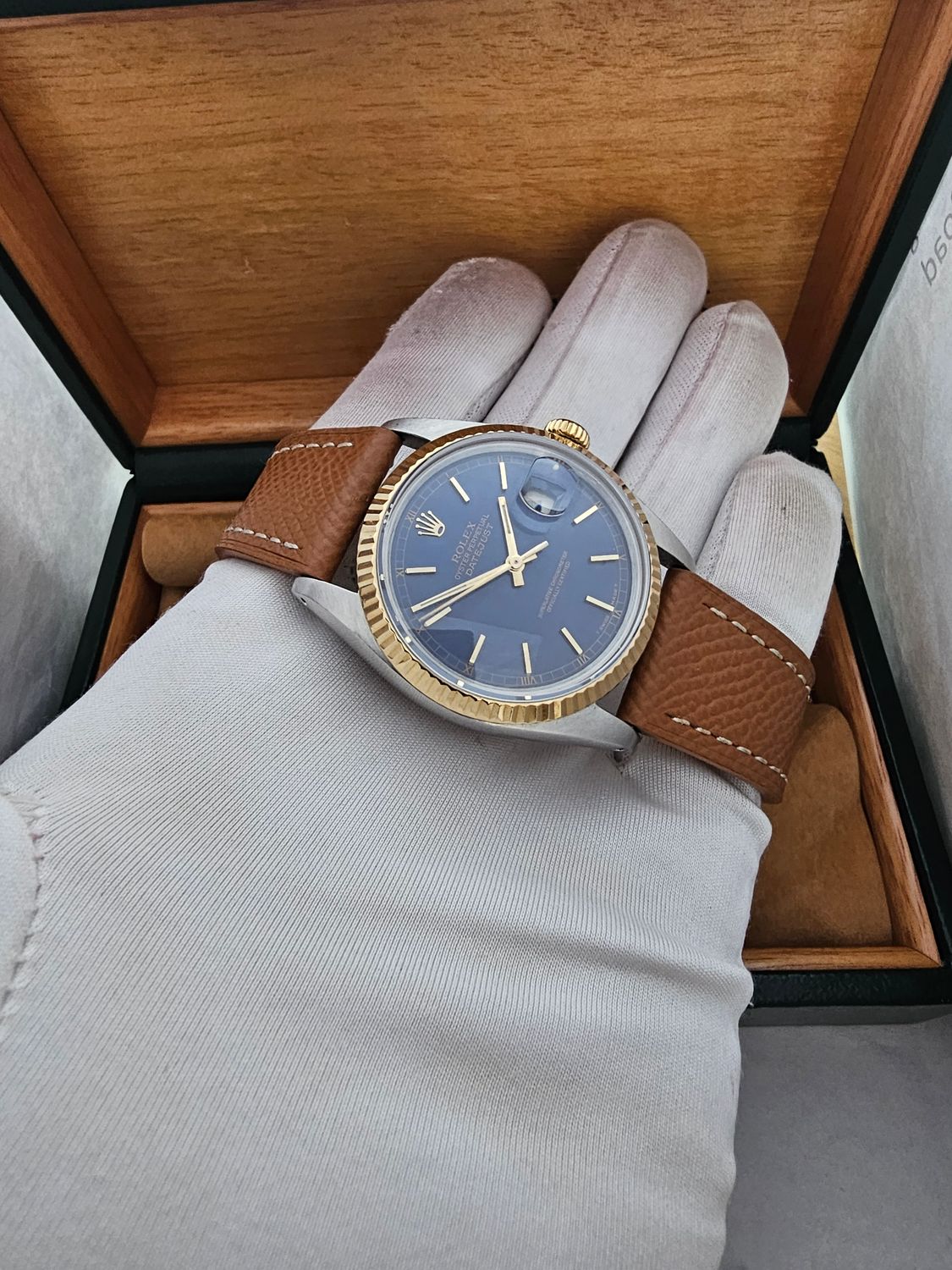 Rolex Datejust Blue Men&#39;s Watch - 16013 with Linen Dial
