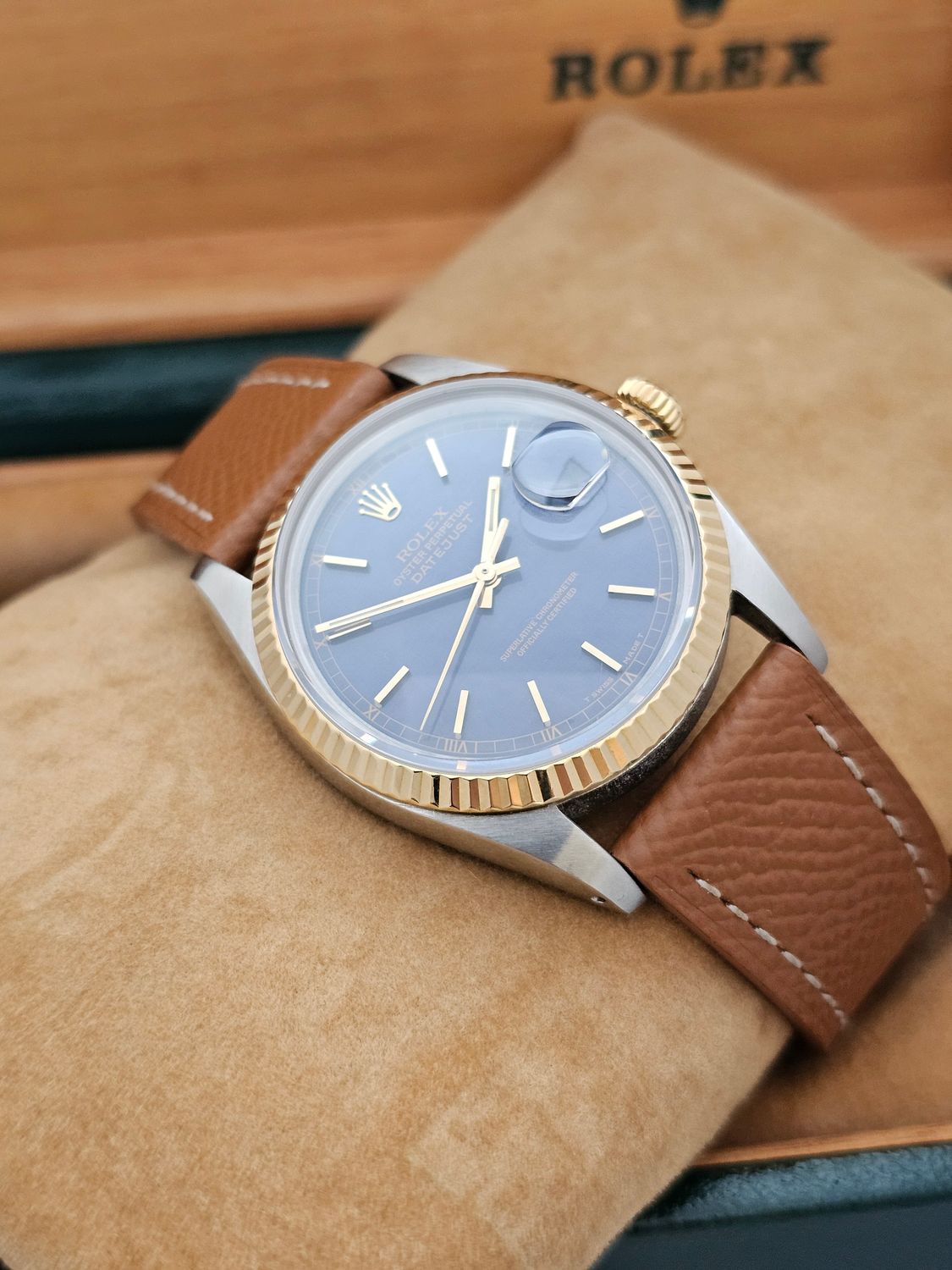 Rolex Datejust Blue Men&#39;s Watch - 16013 with Linen Dial