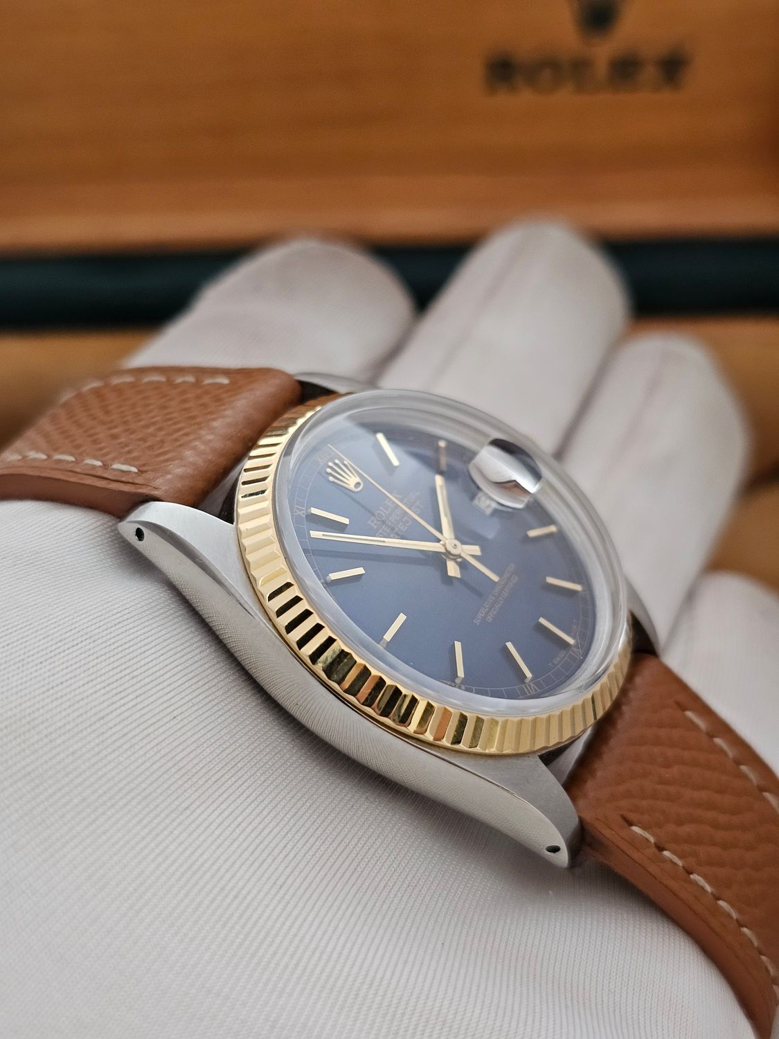 Rolex Datejust Blue Men&#39;s Watch - 16013 with Linen Dial