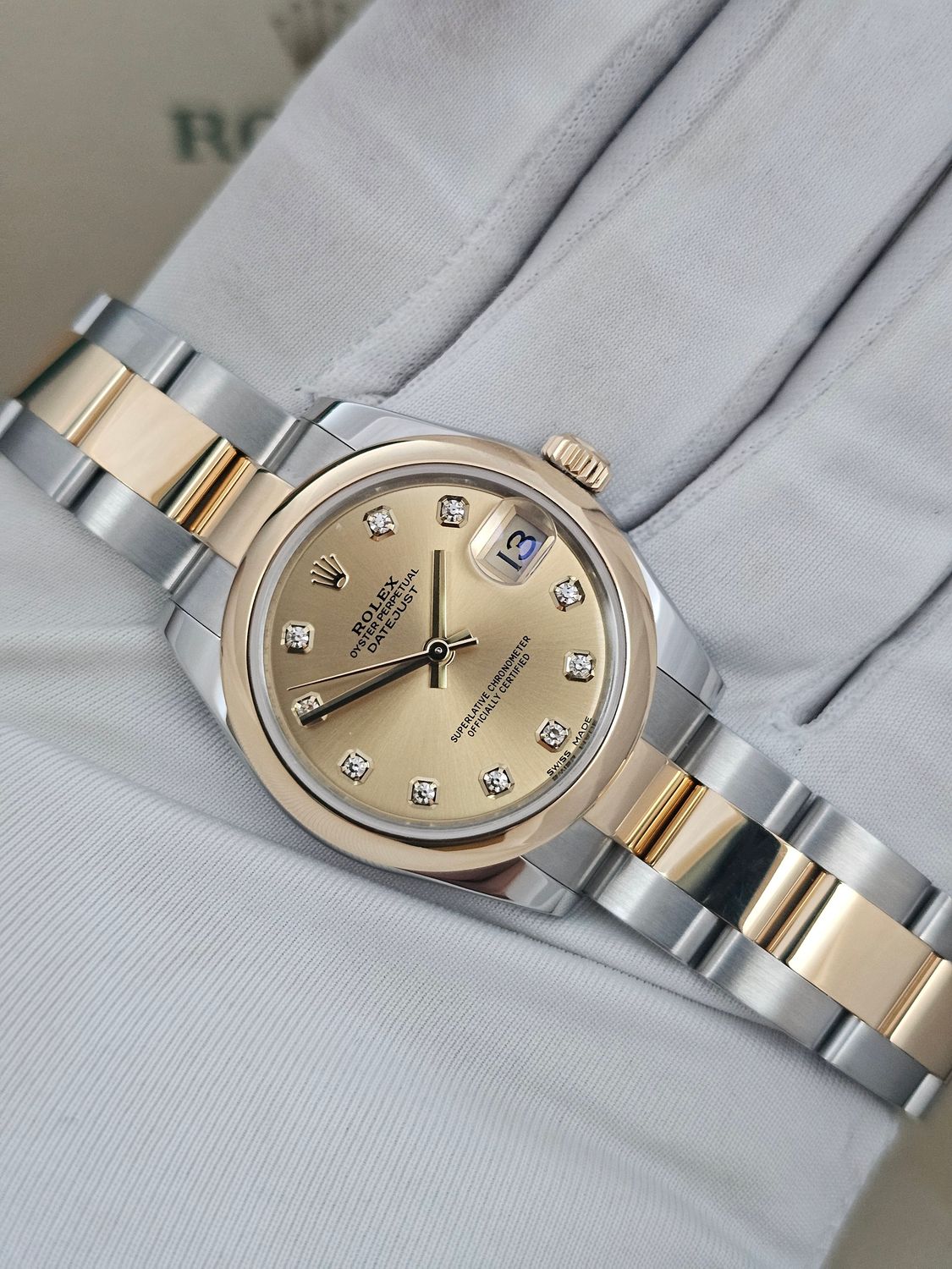 Rolex Datejust 31mm Champagne Diamond Dial Watch 178243, 2017 Box &amp; Papers