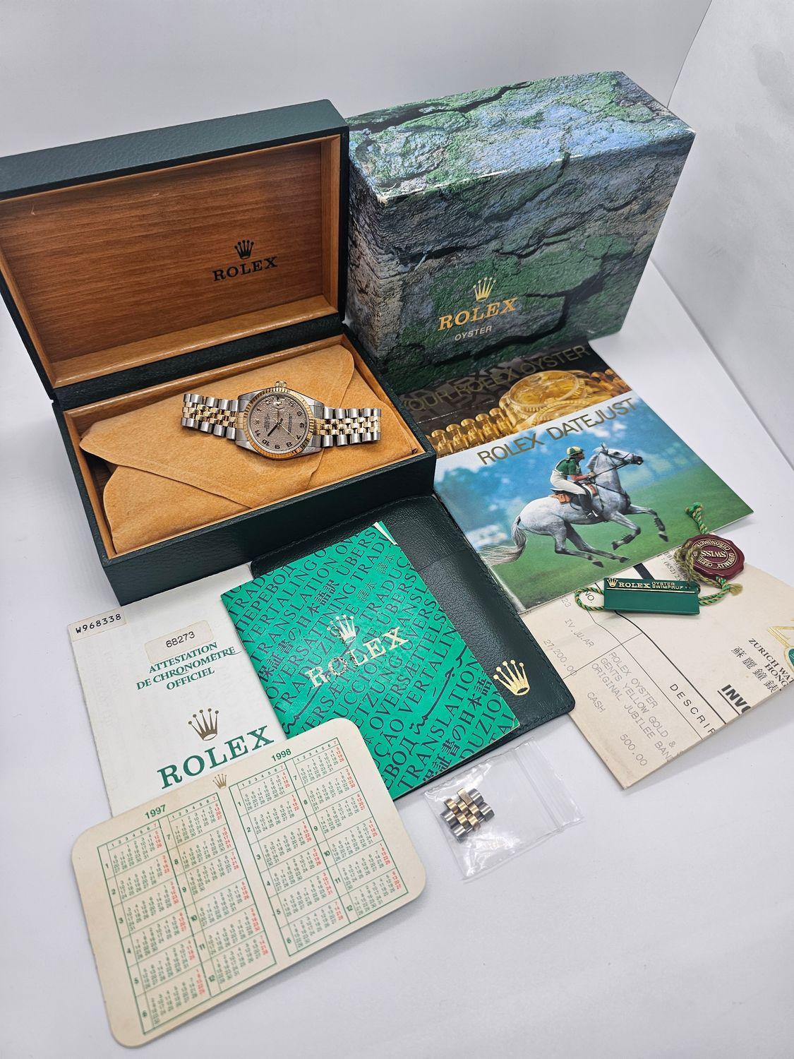 Rolex Datejust 68273 31mm Cream Jubilee Dial &amp; Arabic Numerals, Full Set Receipt