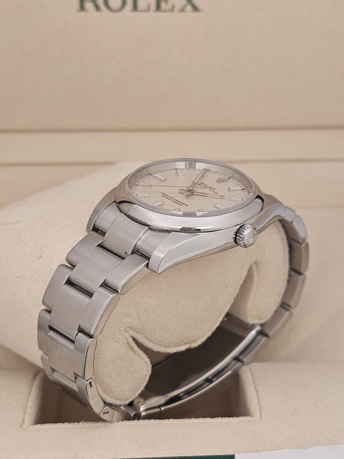 Rolex Oyster Perpetual 34mm Watch, 114200 White Dial 2019 Box and Papers