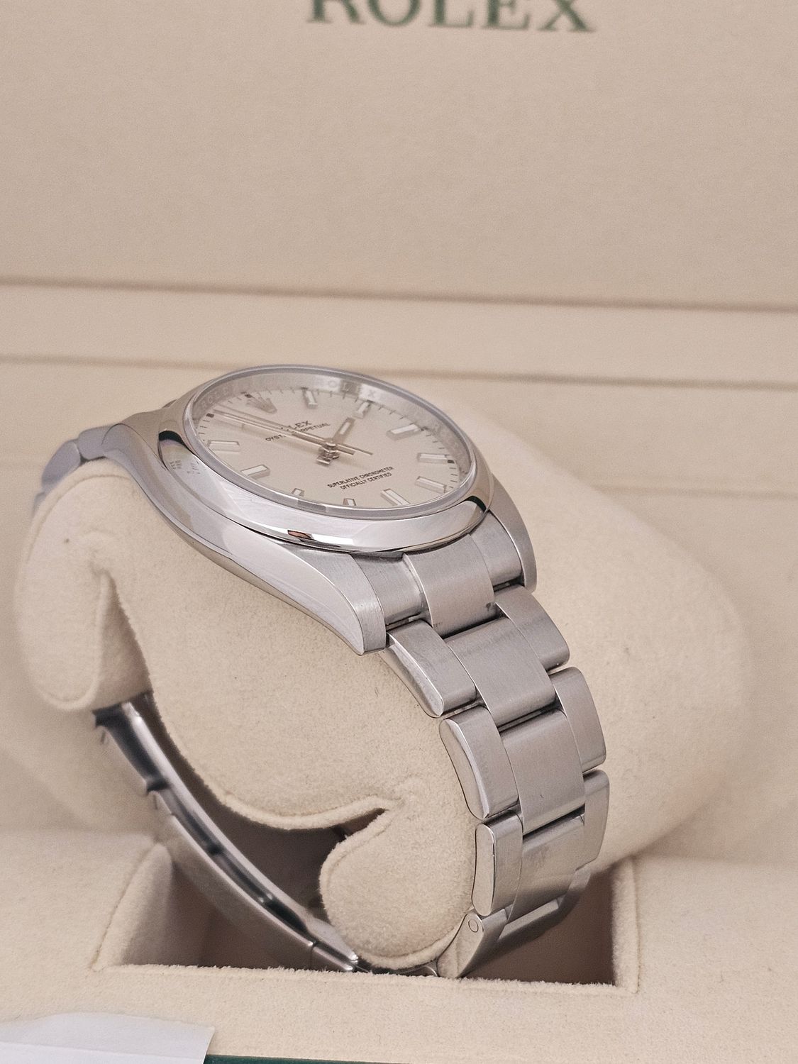 Rolex Oyster Perpetual 34mm Watch, 114200 White Dial 2019 Box and Papers