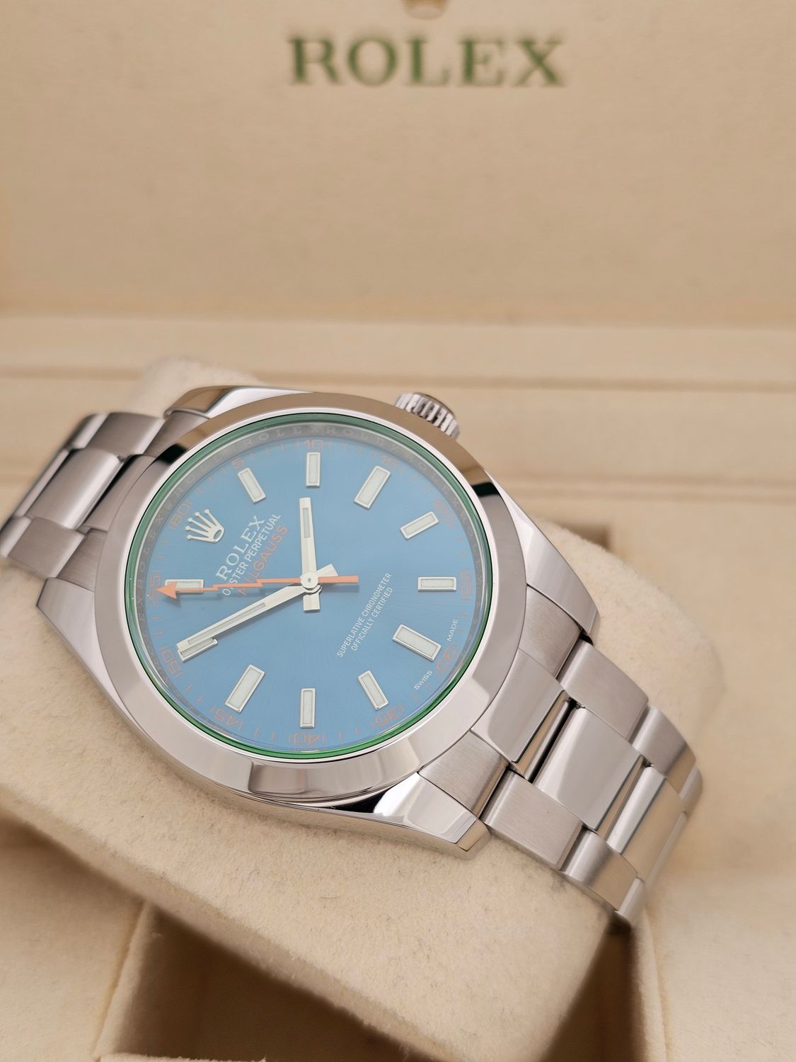 Rolex Milgauss Watch 40mm Z Blue Dial, 116400GV 2016 Full Set