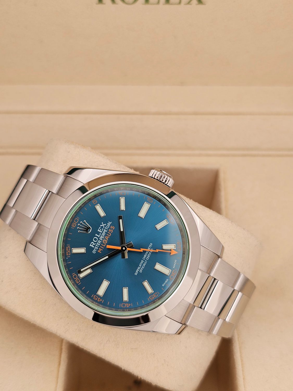 Rolex Milgauss Watch 40mm Z Blue Dial, 116400GV 2016 Full Set