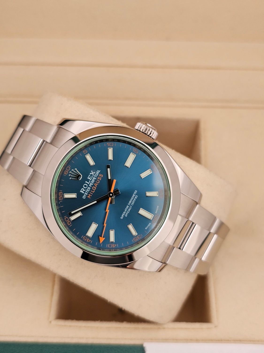 Rolex Milgauss Watch 40mm Z Blue Dial, 116400GV 2016 Full Set