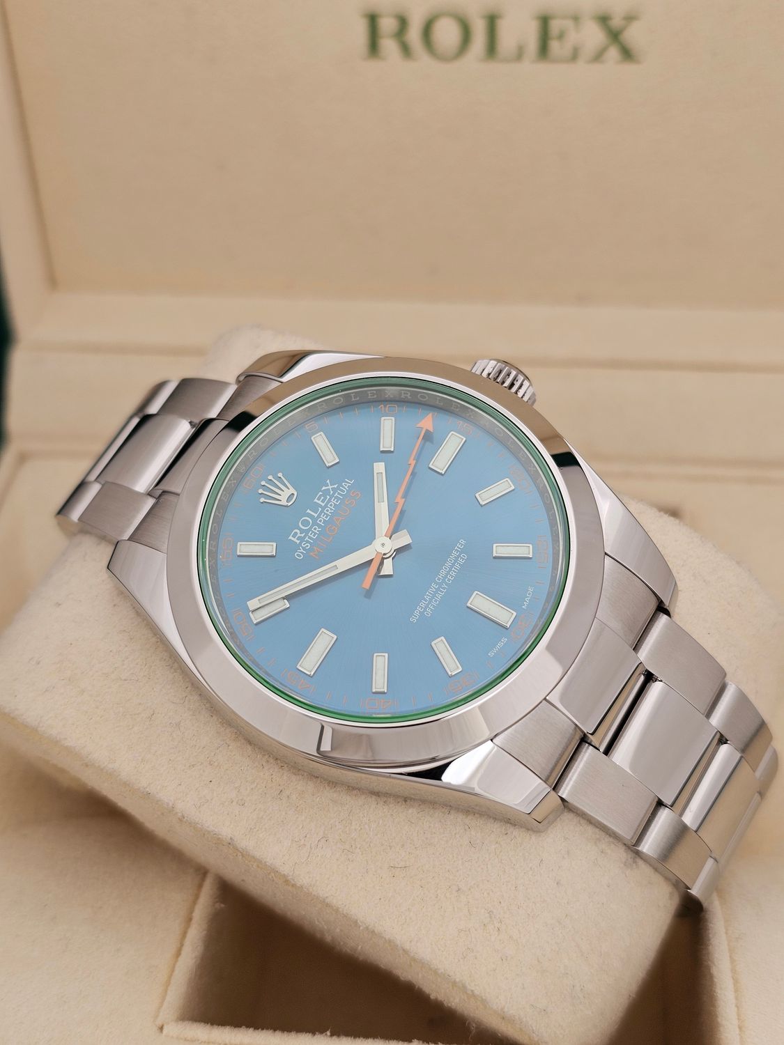 Rolex Milgauss Watch 40mm Z Blue Dial, 116400GV 2016 Full Set
