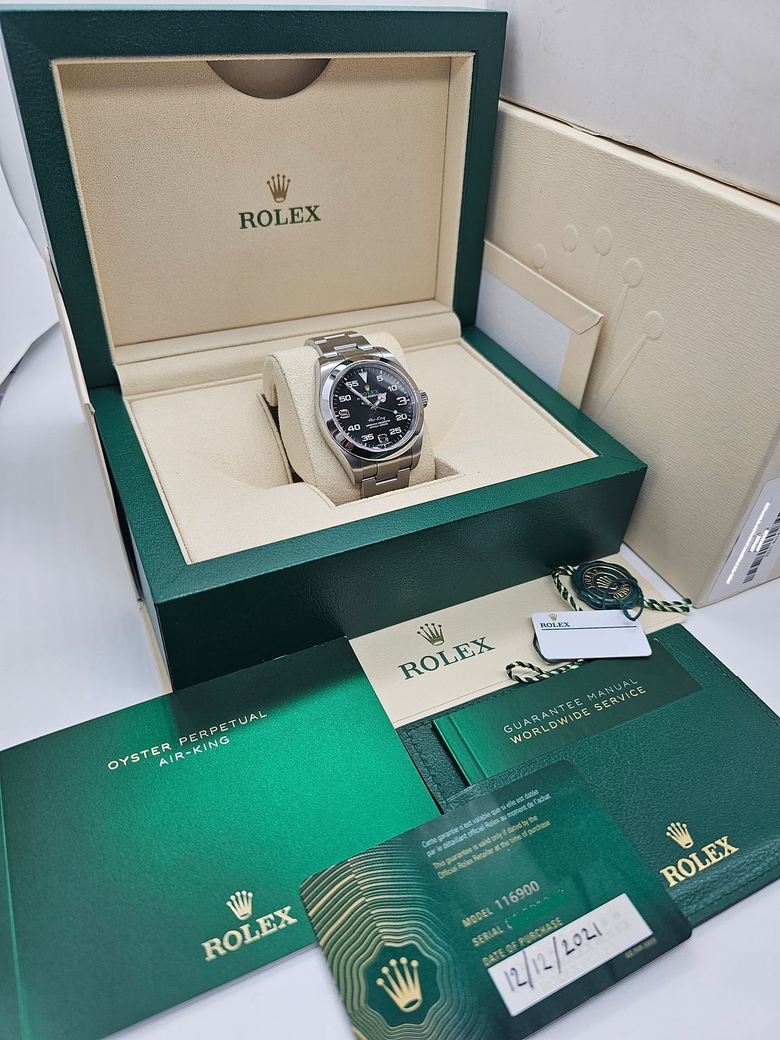 Rolex Airking Watch Ref 116900 - 2021 Full Set - Discontinued Model &#39;Bloodhound&#39;
