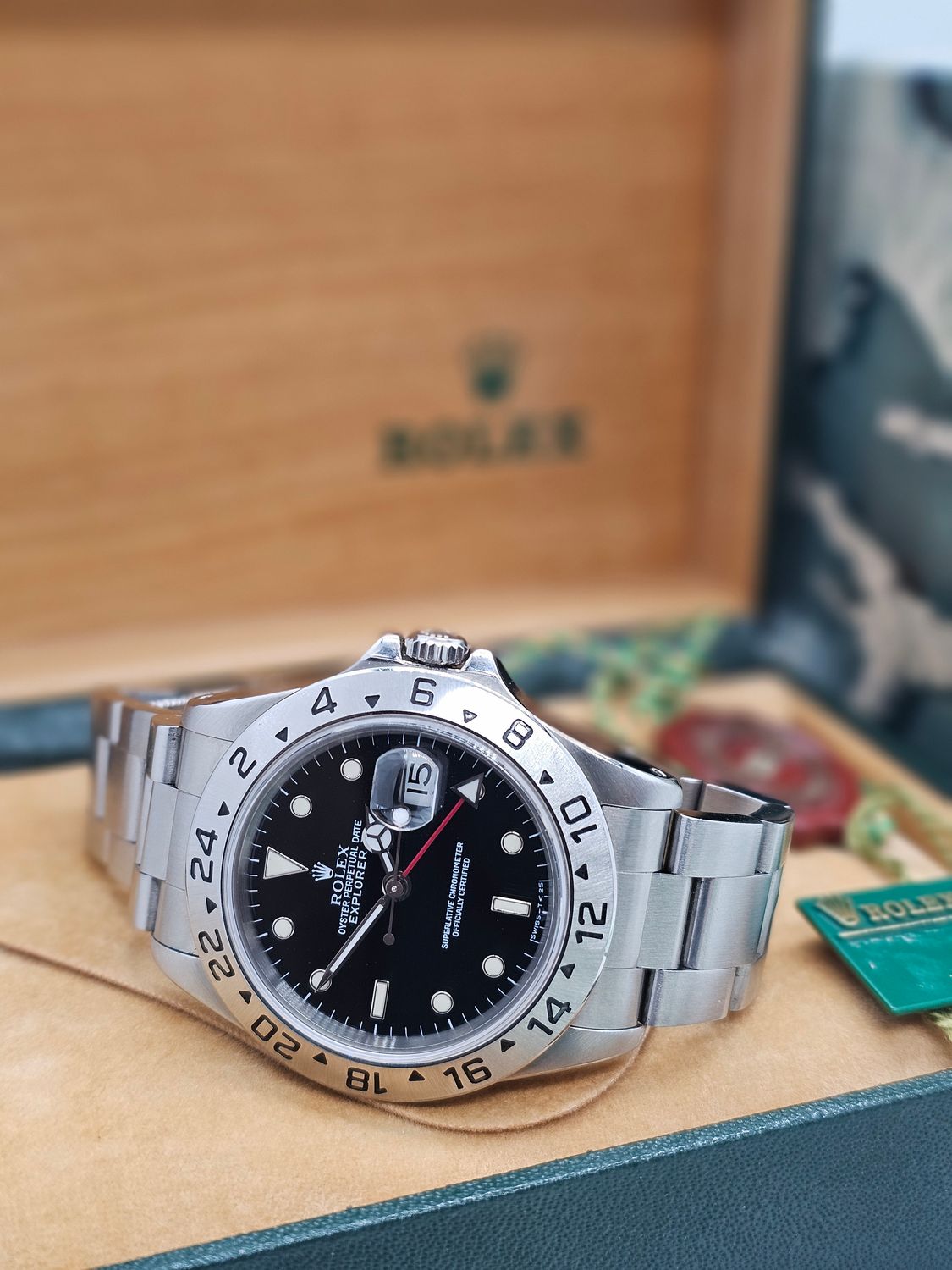 Rolex Explorer II Watch Ref 16570 Black Dial, 1992 Full Collectors Set