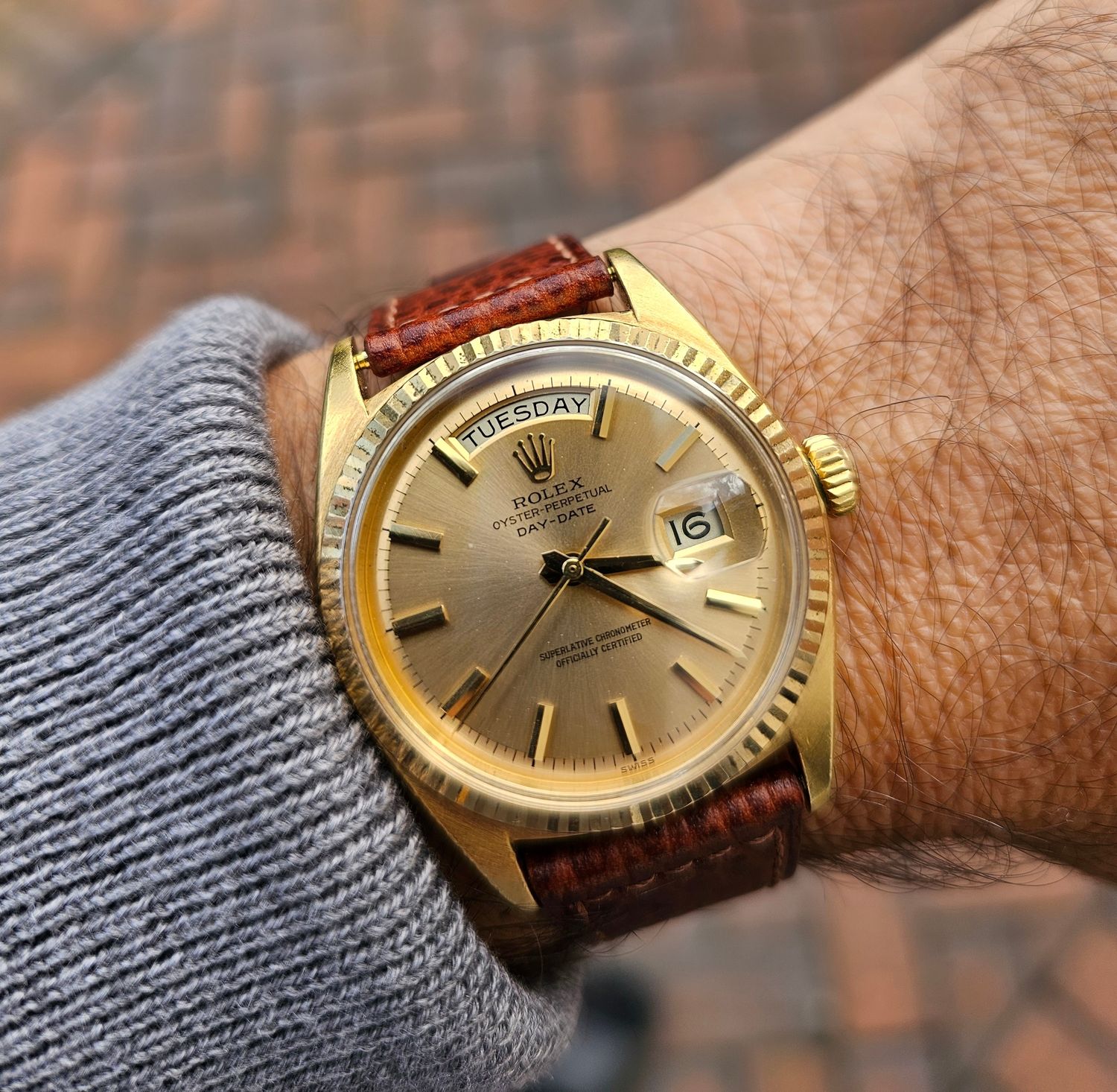 Rolex Day-Date Ref 1803, 36mm 18K Gold Original Pie-Pan Stepped Dial Circa 1987