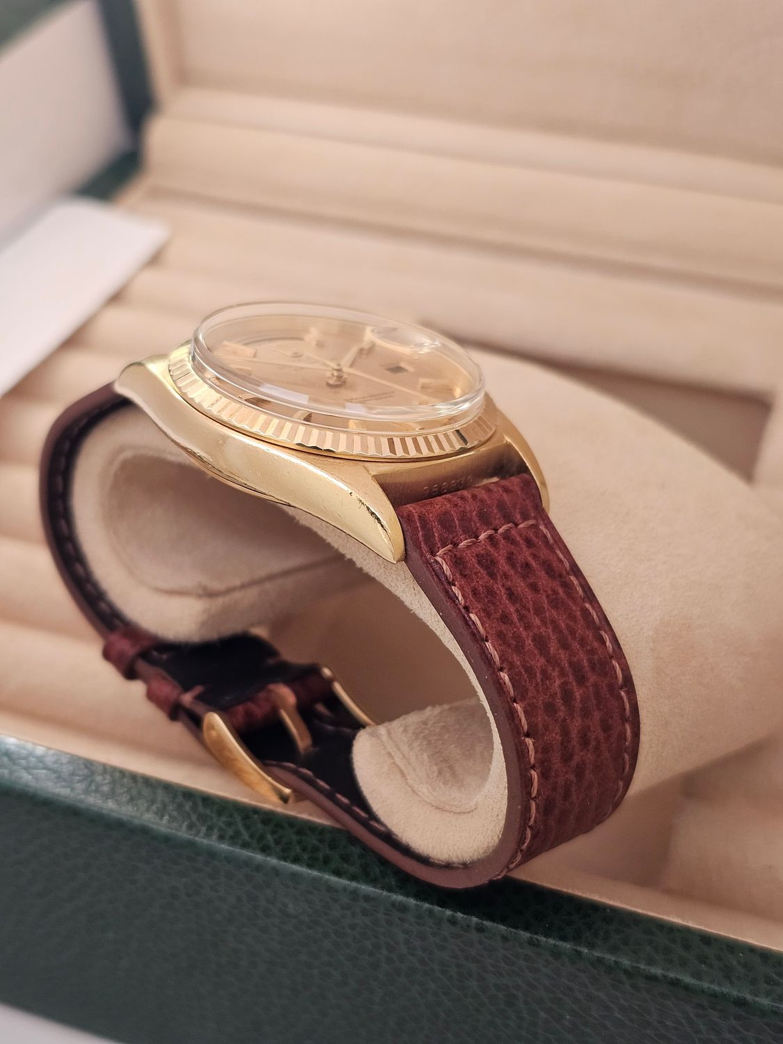 Rolex Day-Date Ref 1803, 36mm 18K Gold Original Pie-Pan Stepped Dial Circa 1987