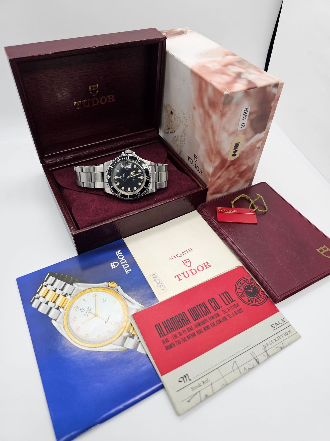 TUDOR Submariner Black 76100 Lollipop Watch, 1986 Box&amp;Papers, Receipt, Unpolished