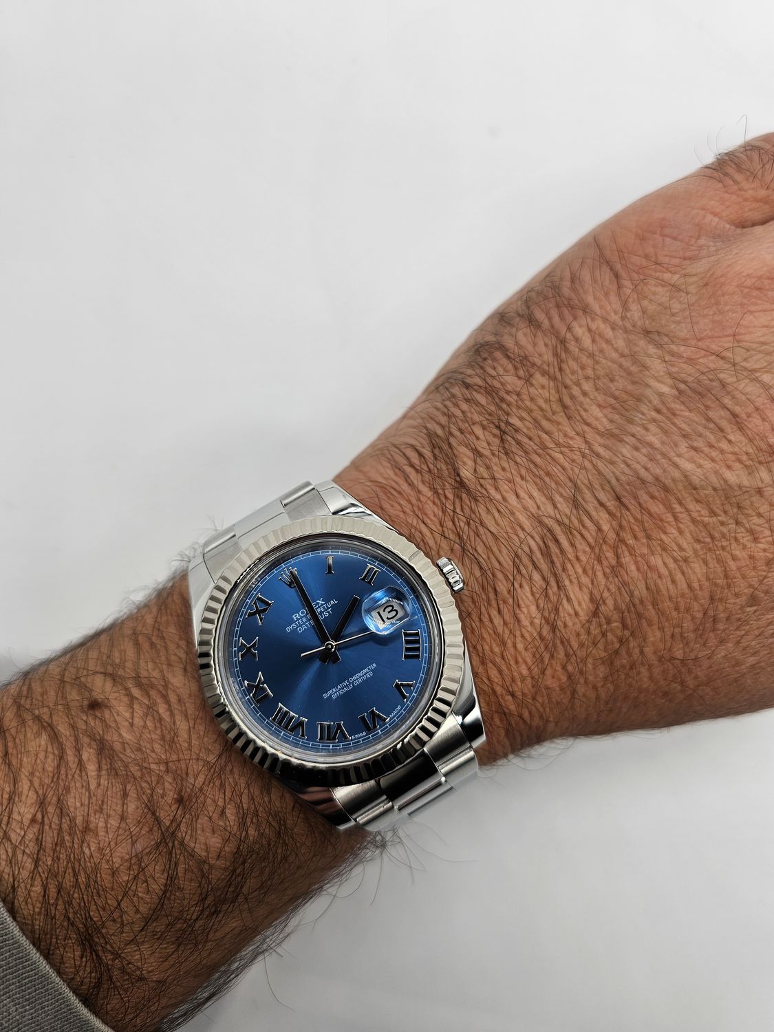 Rolex Datejust II 116334 Azzuro Blue Roman Dial, 41mm 2014 Full set