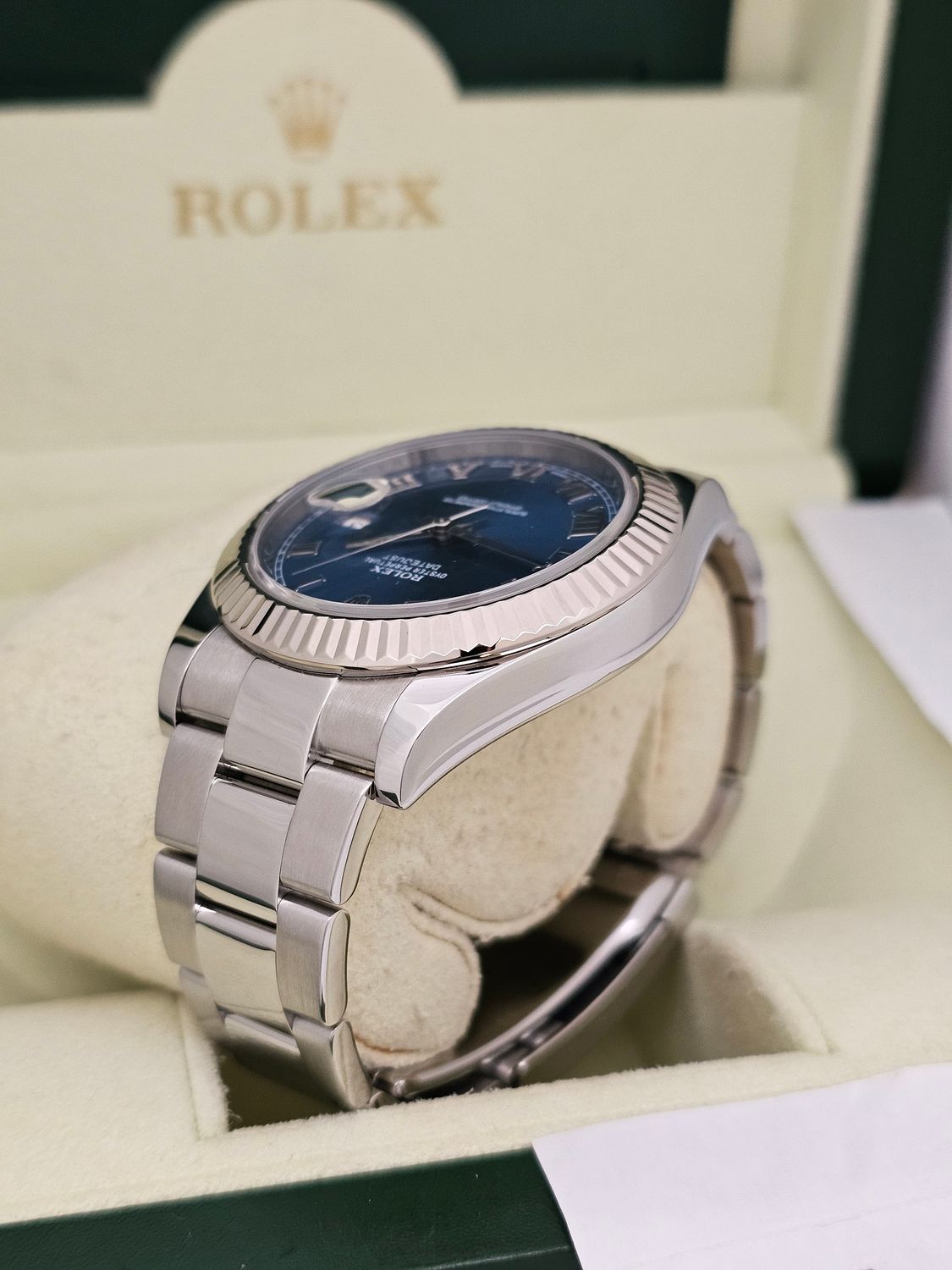 Rolex Datejust II 116334 Azzuro Blue Roman Dial, 41mm 2014 Full set