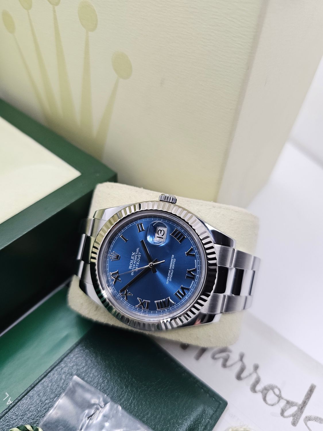 Rolex Datejust II 116334 Azzuro Blue Roman Dial, 41mm 2014 Full set