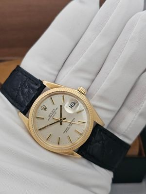 Rolex Date 1503 Silver Sigma Dial 34mm, 18k Gold Fluted Bezel &amp; Case