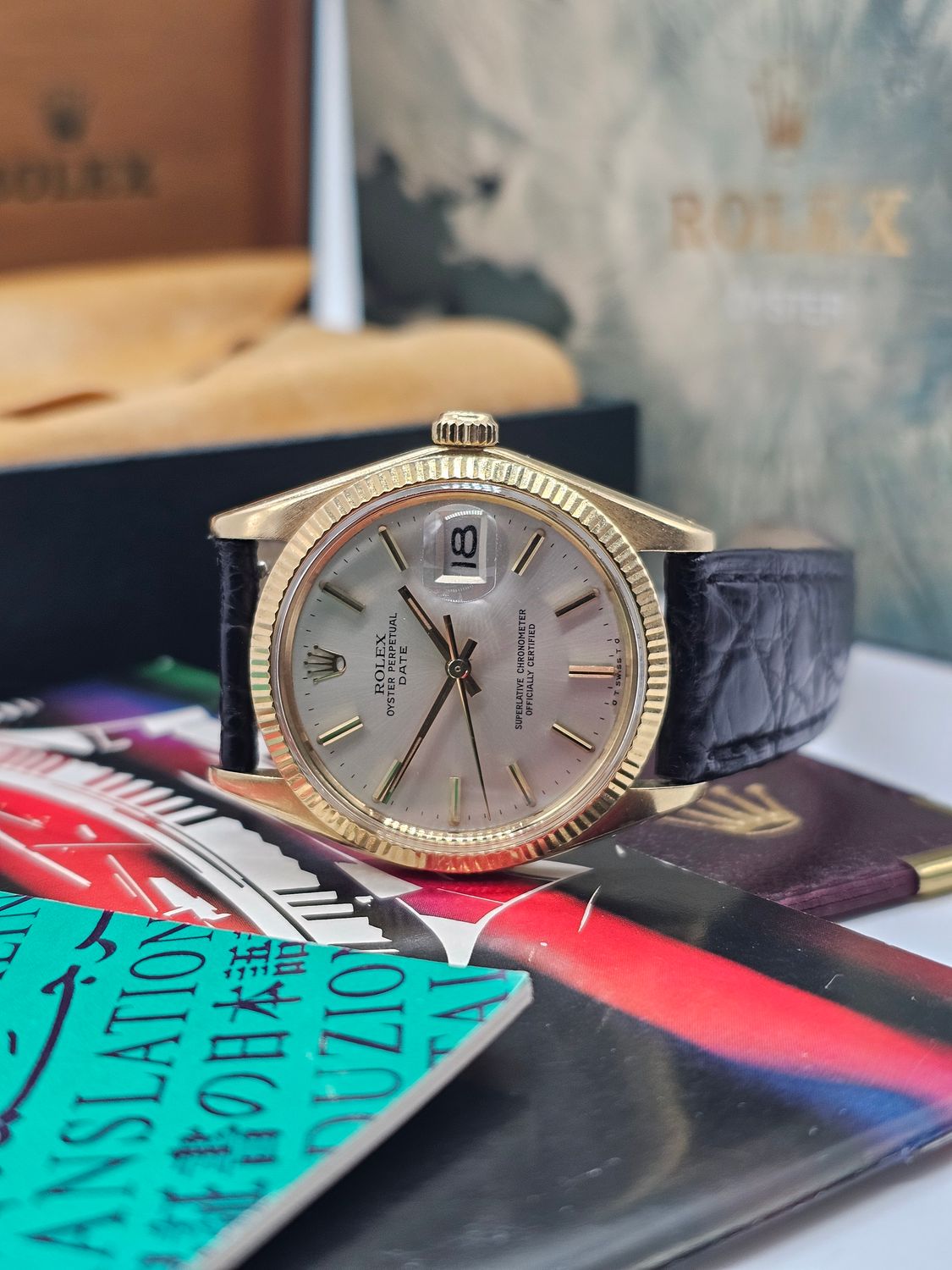 Rolex Date 1503 Silver Sigma Dial 34mm, 18k Gold Fluted Bezel &amp; Case