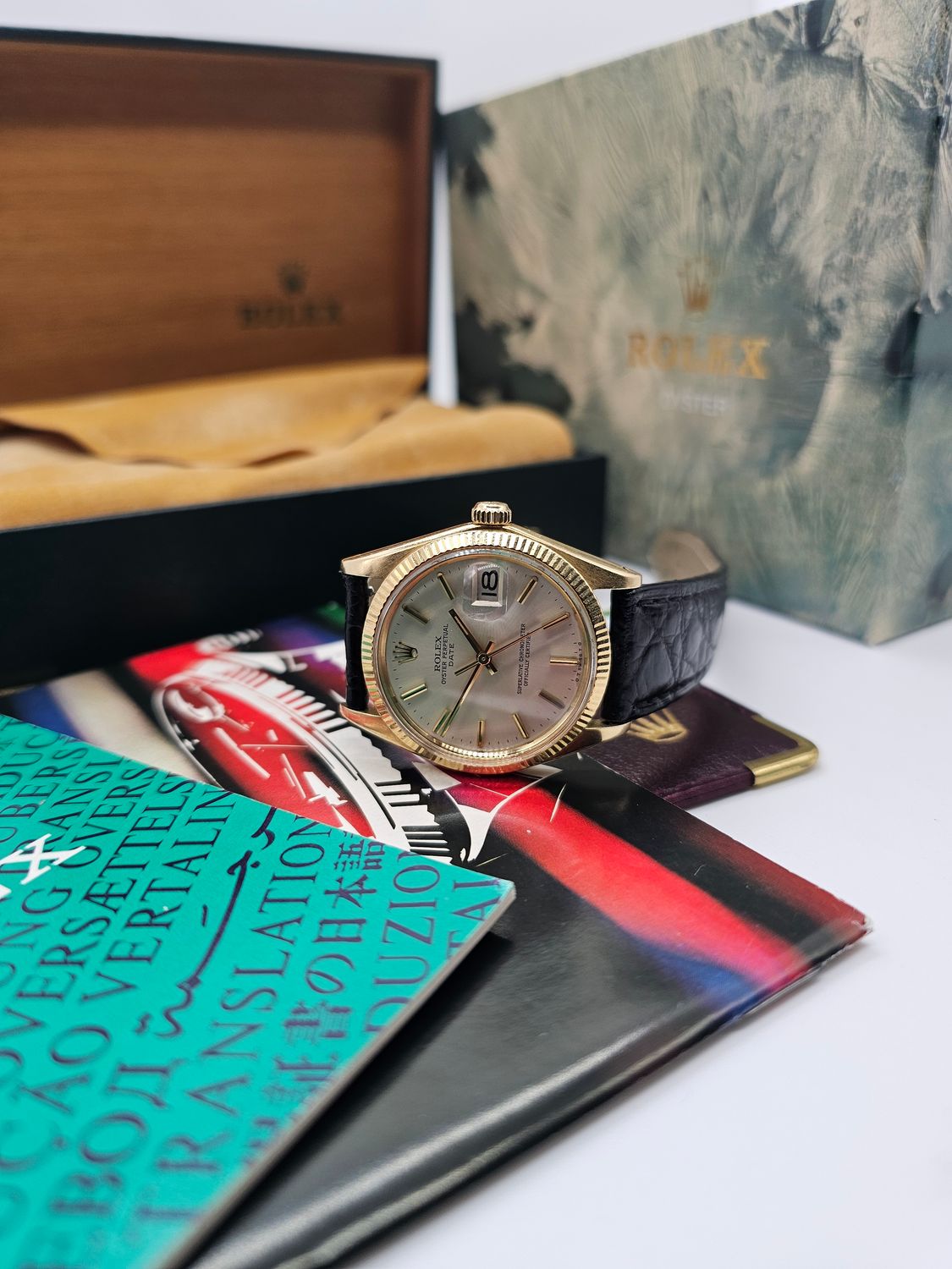 Rolex Date 1503 Silver Sigma Dial 34mm, 18k Gold Fluted Bezel &amp; Case
