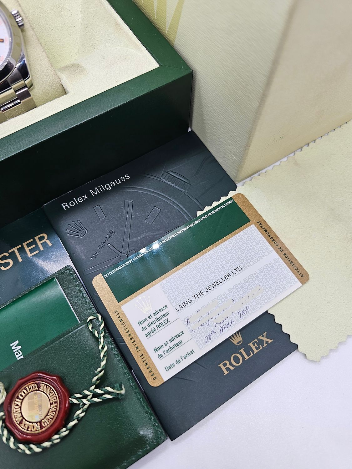 Rolex Milgauss Watch 116400 White Dial, Excellent Condition, 2009 Full Set