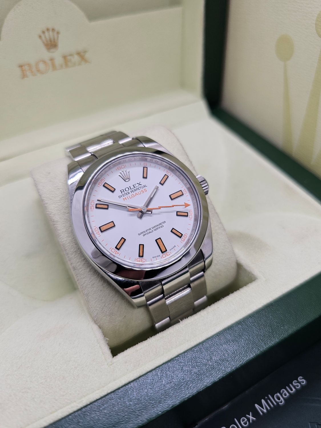 Rolex Milgauss Watch 116400 White Dial, Excellent Condition, 2009 Full Set