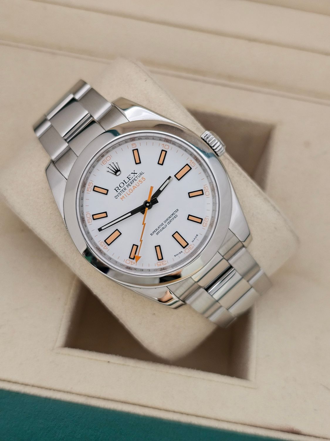 Rolex Milgauss Watch 116400 White Dial, Excellent Condition, 2009 Full Set