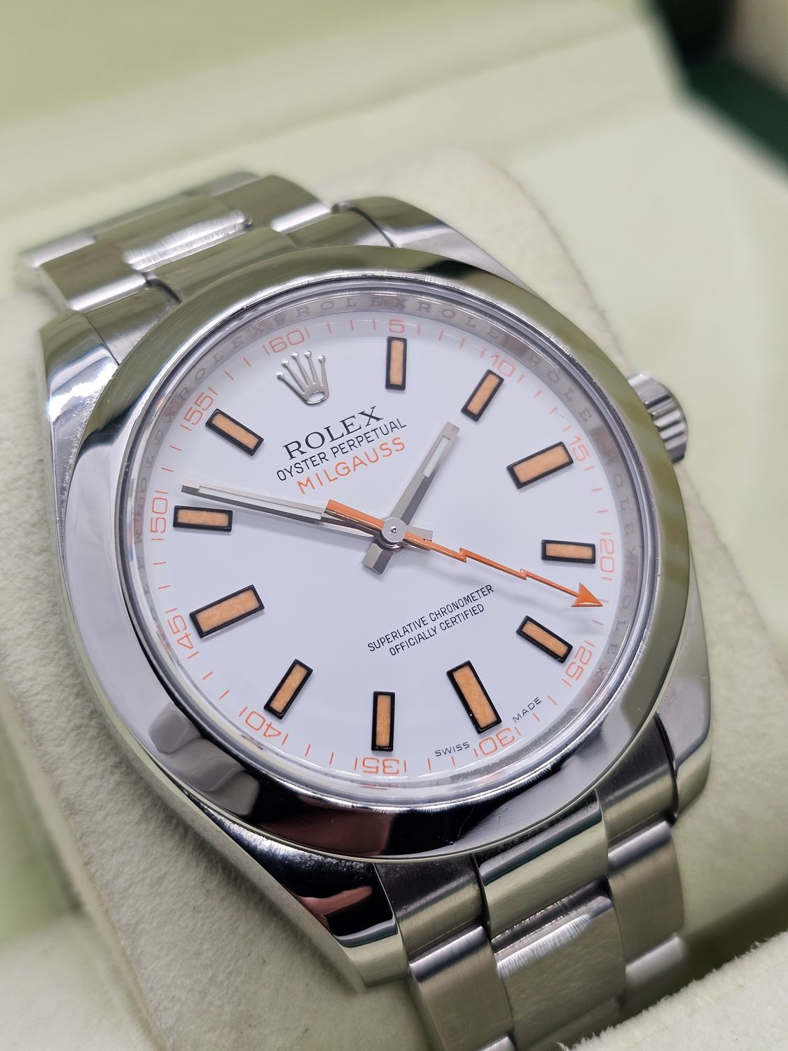 Rolex Milgauss Watch 116400 White Dial, Excellent Condition, 2009 Full Set