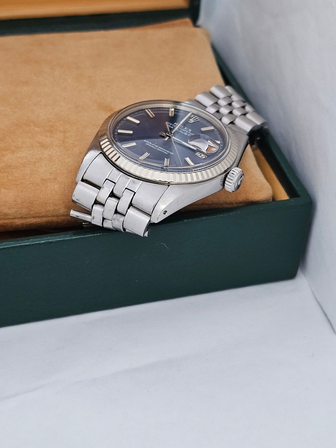 Rolex Datejust Watch 1601 36mm, Rare Blue WideBoy Dial, Excellent condition