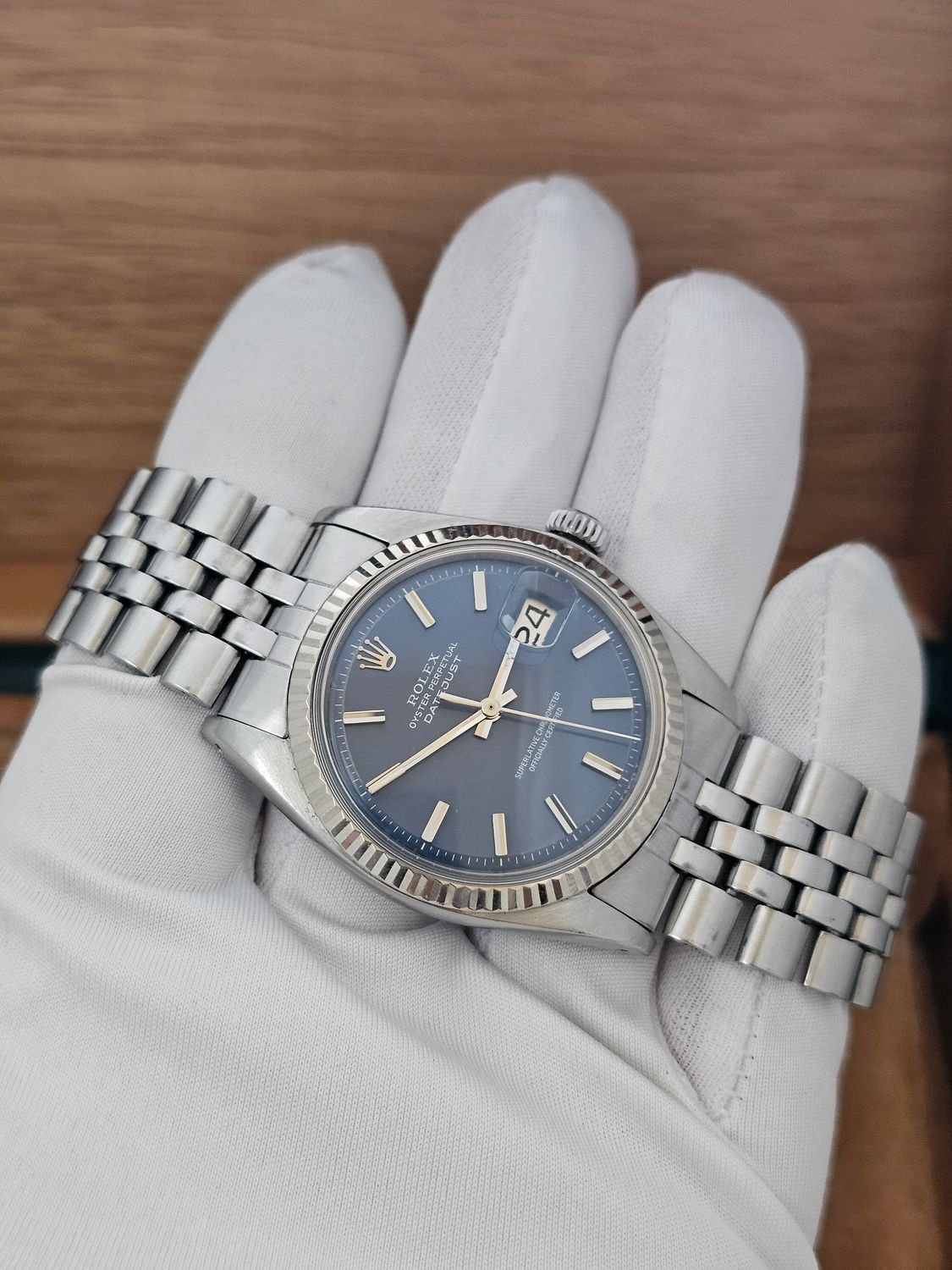 Rolex Datejust Watch 1601 36mm, Rare Blue WideBoy Dial, Excellent condition