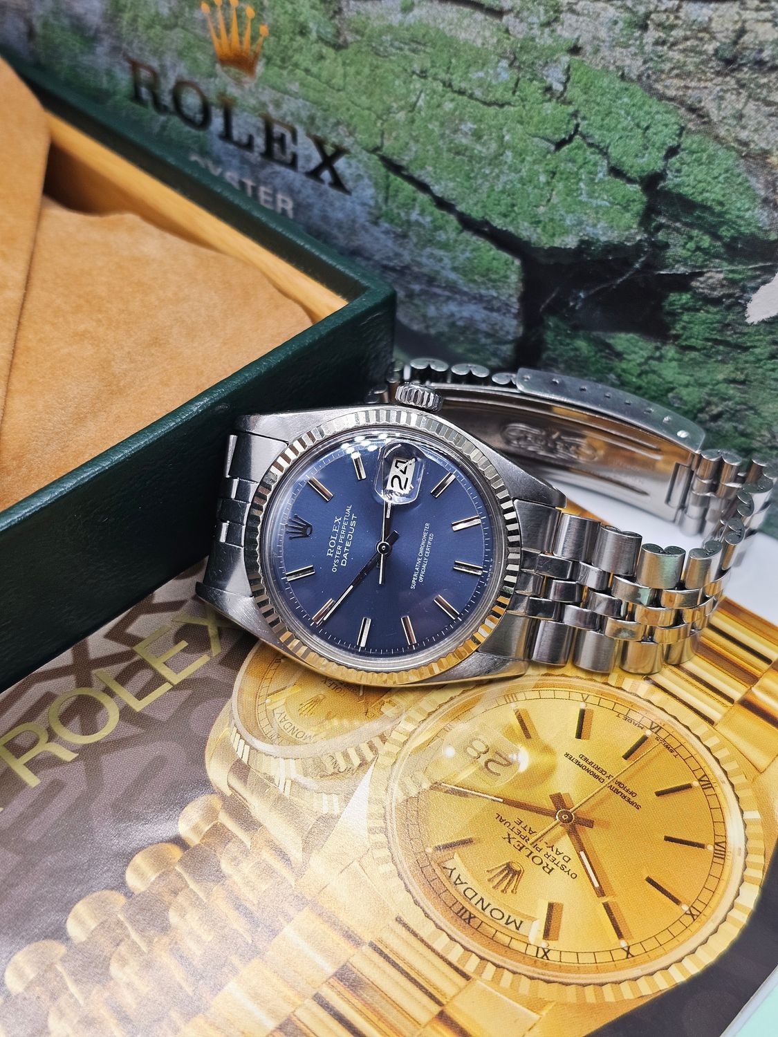 Rolex Datejust Watch 1601 36mm, Rare Blue WideBoy Dial, Excellent condition