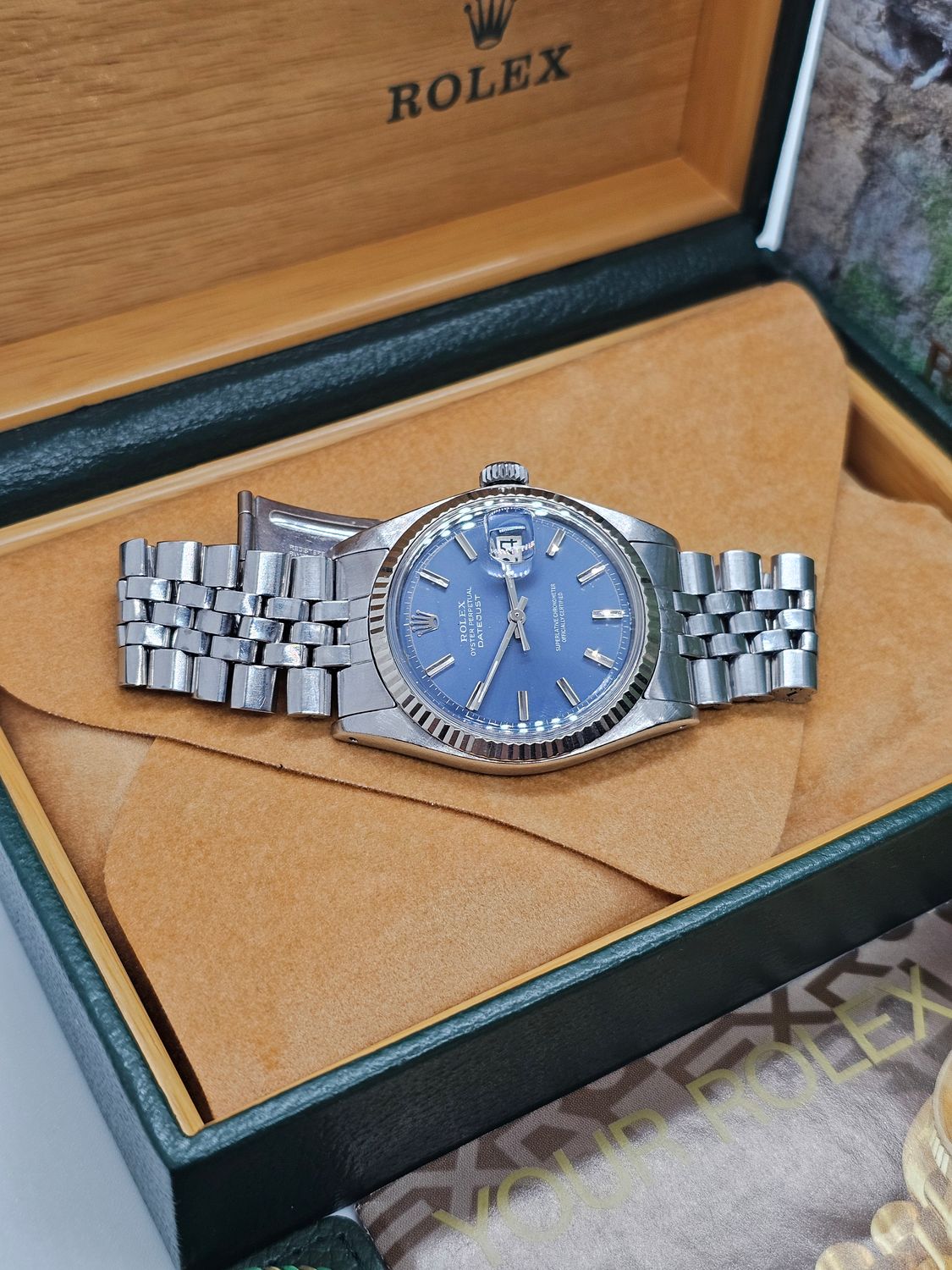 Rolex Datejust Watch 1601 36mm, Rare Blue WideBoy Dial, Excellent condition