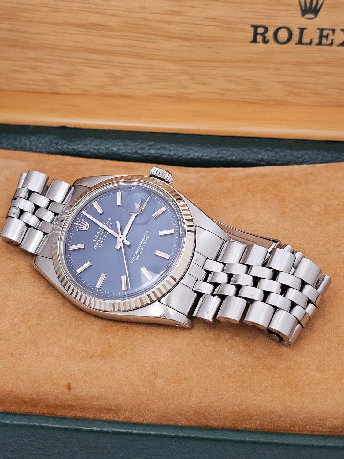 Rolex Datejust Watch 1601 36mm, Rare Blue WideBoy Dial, Excellent condition
