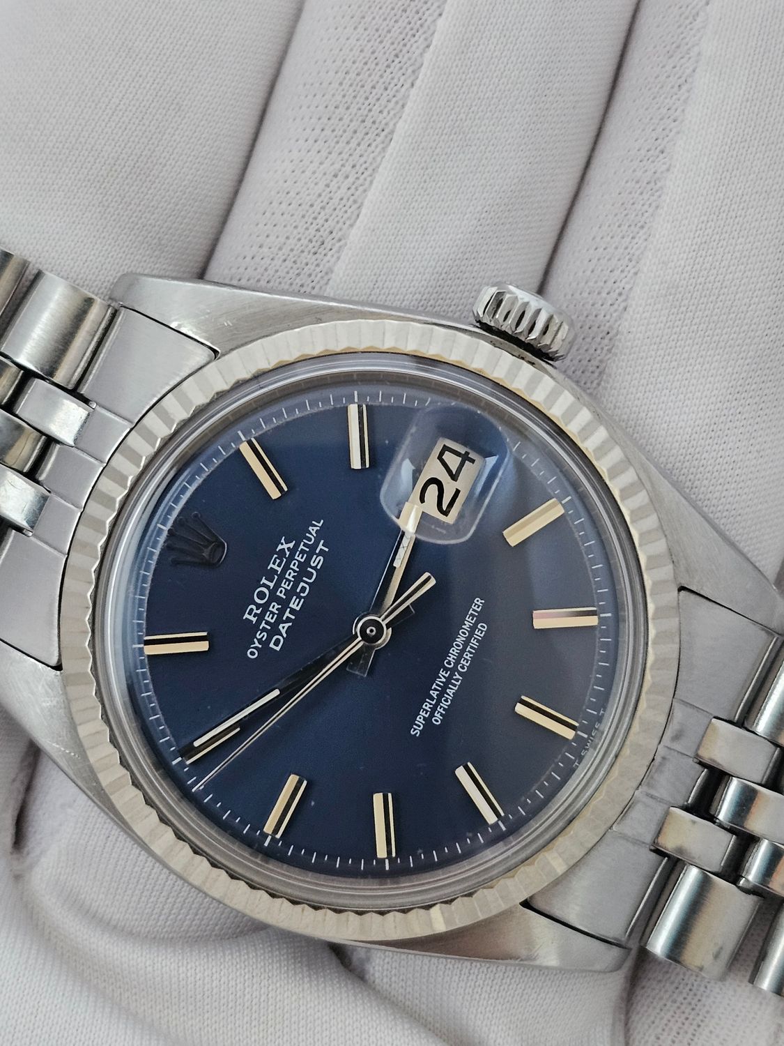 Rolex Datejust Watch 1601 36mm, Rare Blue WideBoy Dial, Excellent condition
