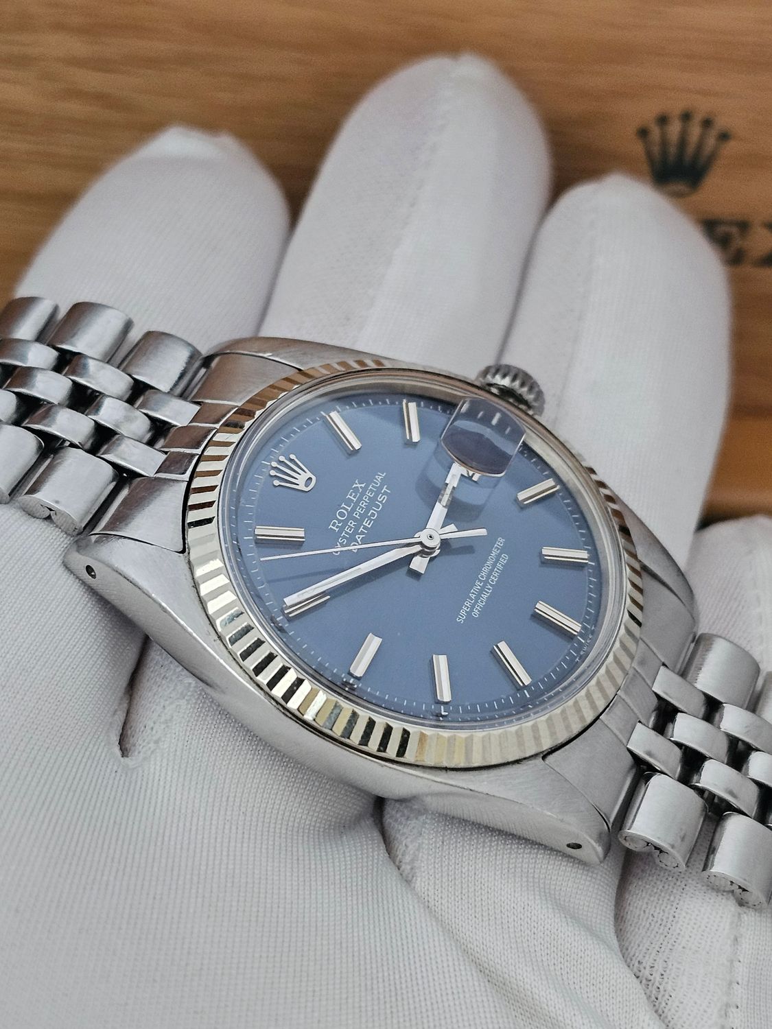 Rolex Datejust Watch 1601 36mm, Rare Blue WideBoy Dial, Excellent condition
