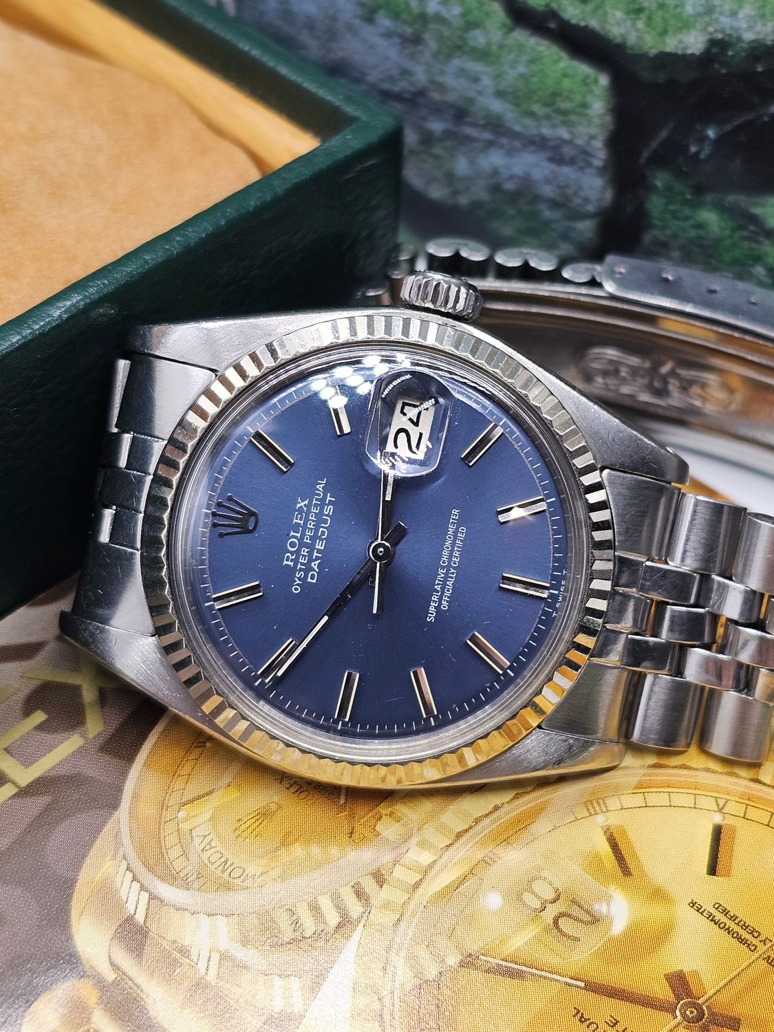 Rolex Datejust Watch 1601 36mm, Rare Blue WideBoy Dial, Excellent condition