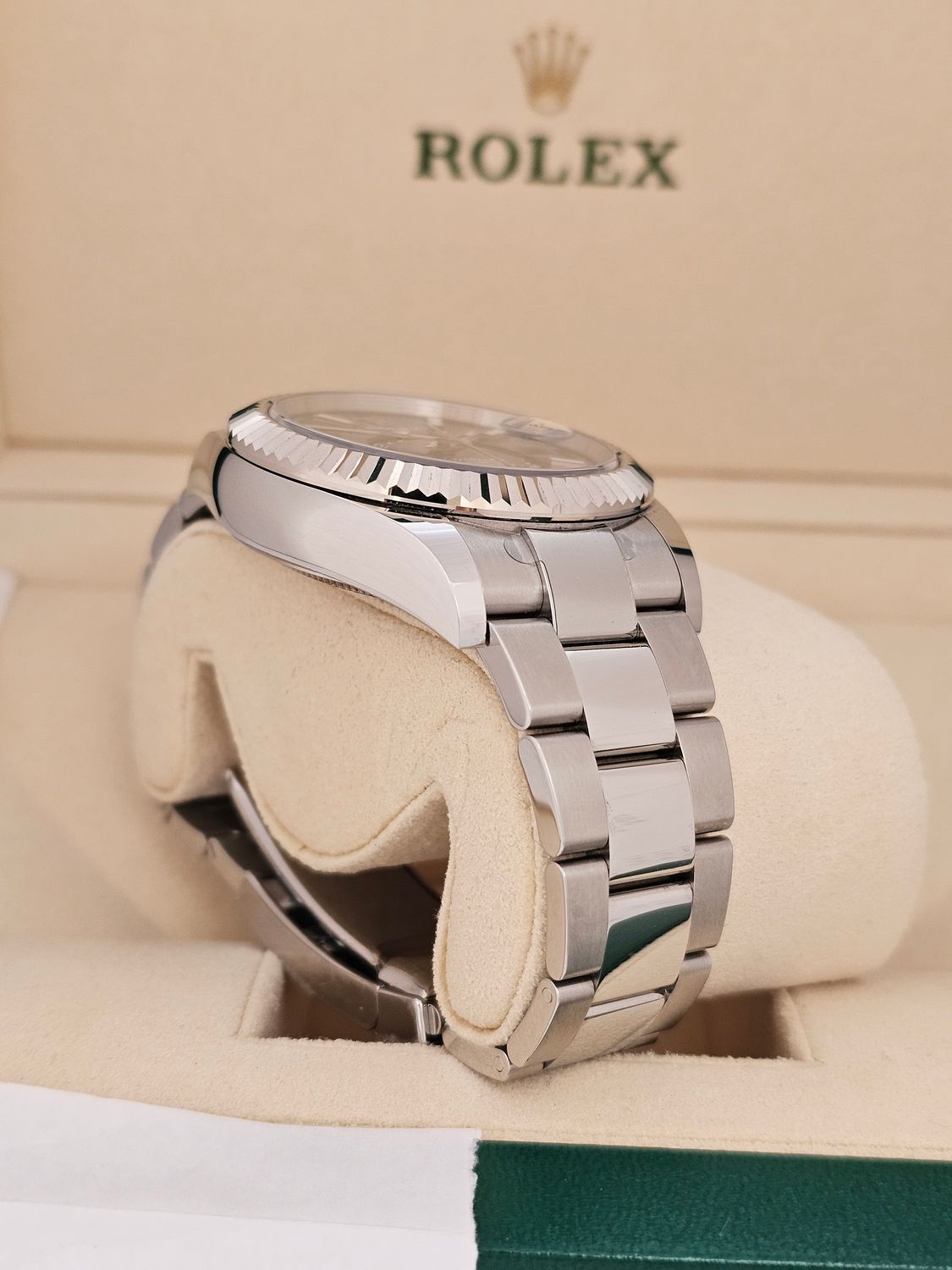 Rolex Sky-Dweller Ref 326934, Black Dial Oyster, 2021 Full Set, Some Stickers