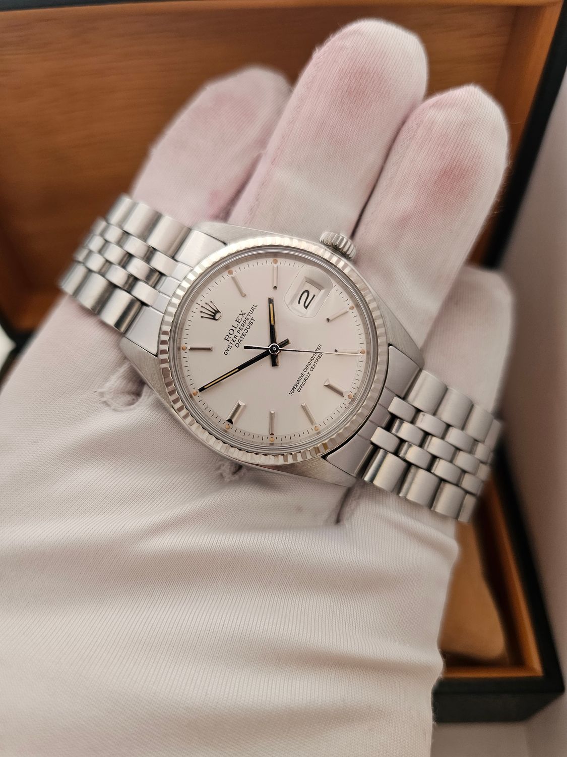 Rolex Datejust Rare White Matt Dial Watch, 1601 Circa 1979 36mm Superb Condition