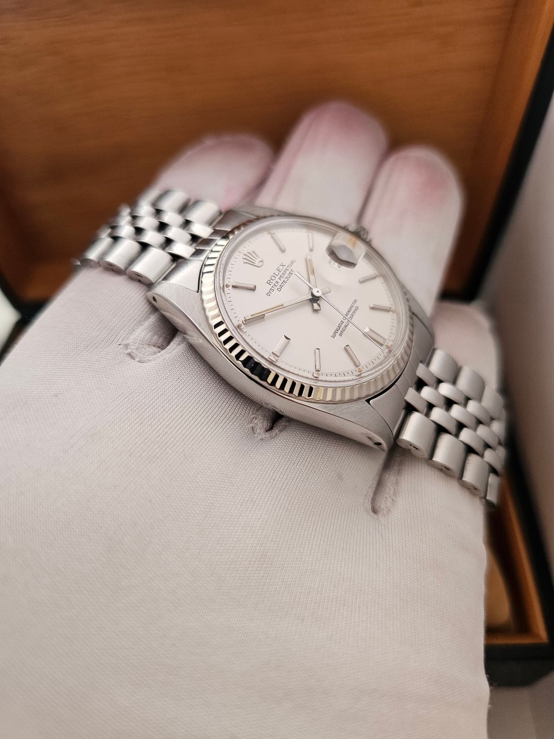 Rolex Datejust Rare White Matt Dial Watch, 1601 Circa 1979 36mm Superb Condition