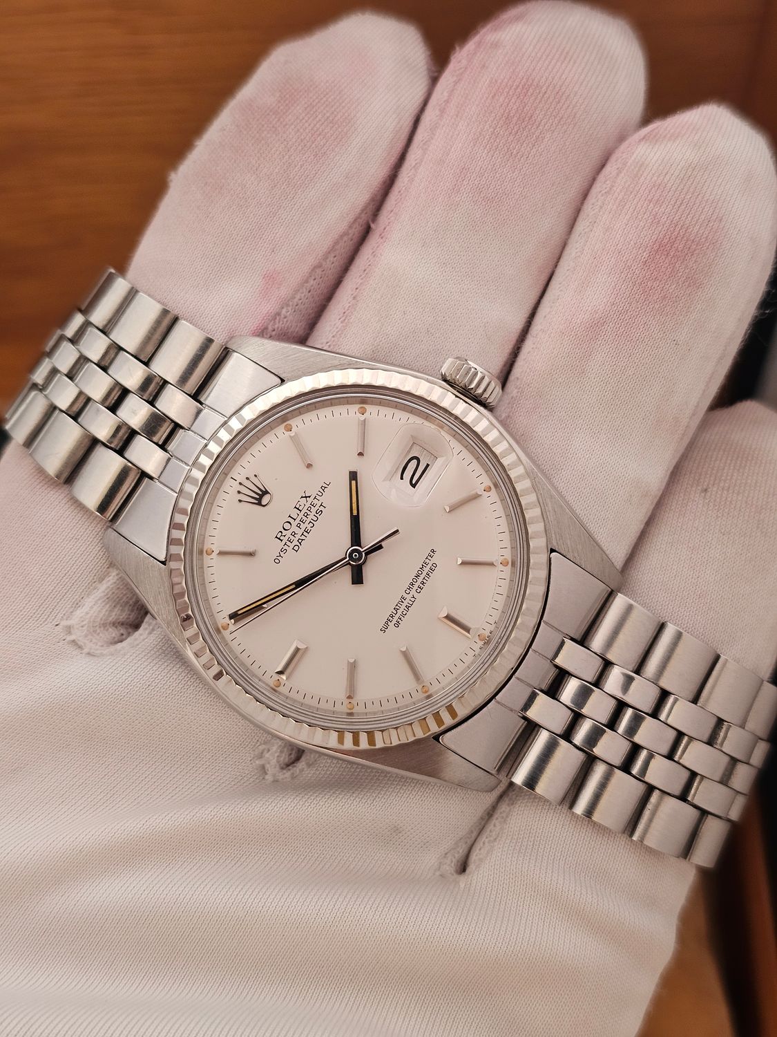 Rolex Datejust Rare White Matt Dial Watch, 1601 Circa 1979 36mm Superb Condition