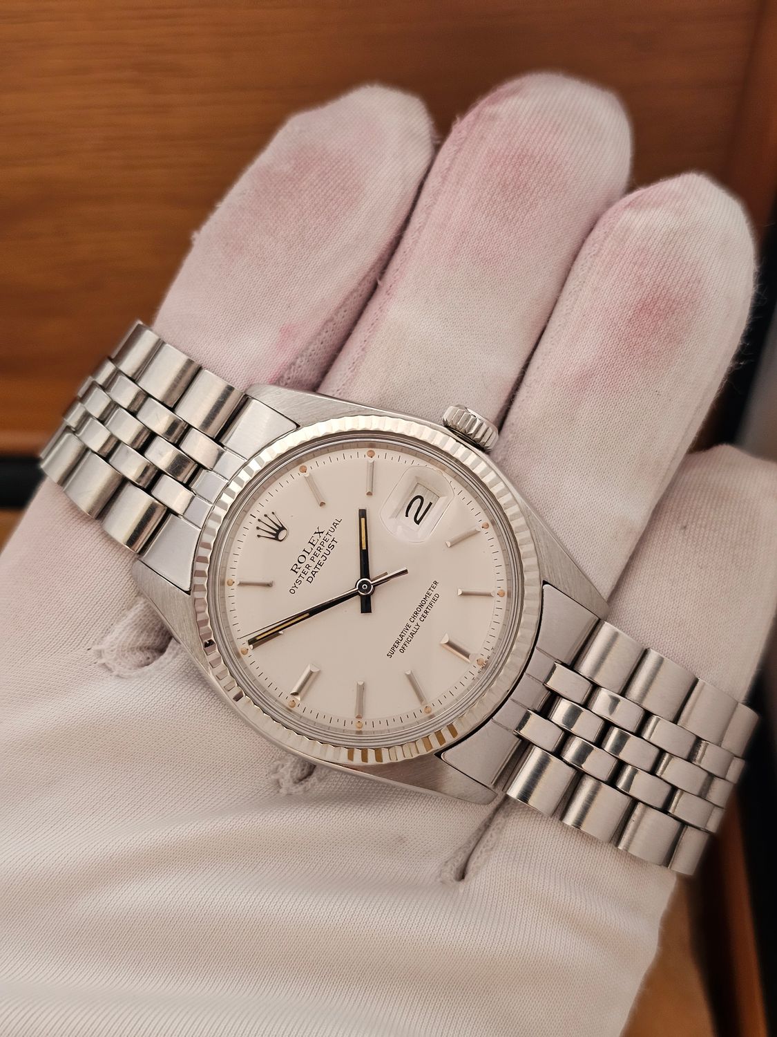 Rolex Datejust Rare White Matt Dial Watch, 1601 Circa 1979 36mm Superb Condition